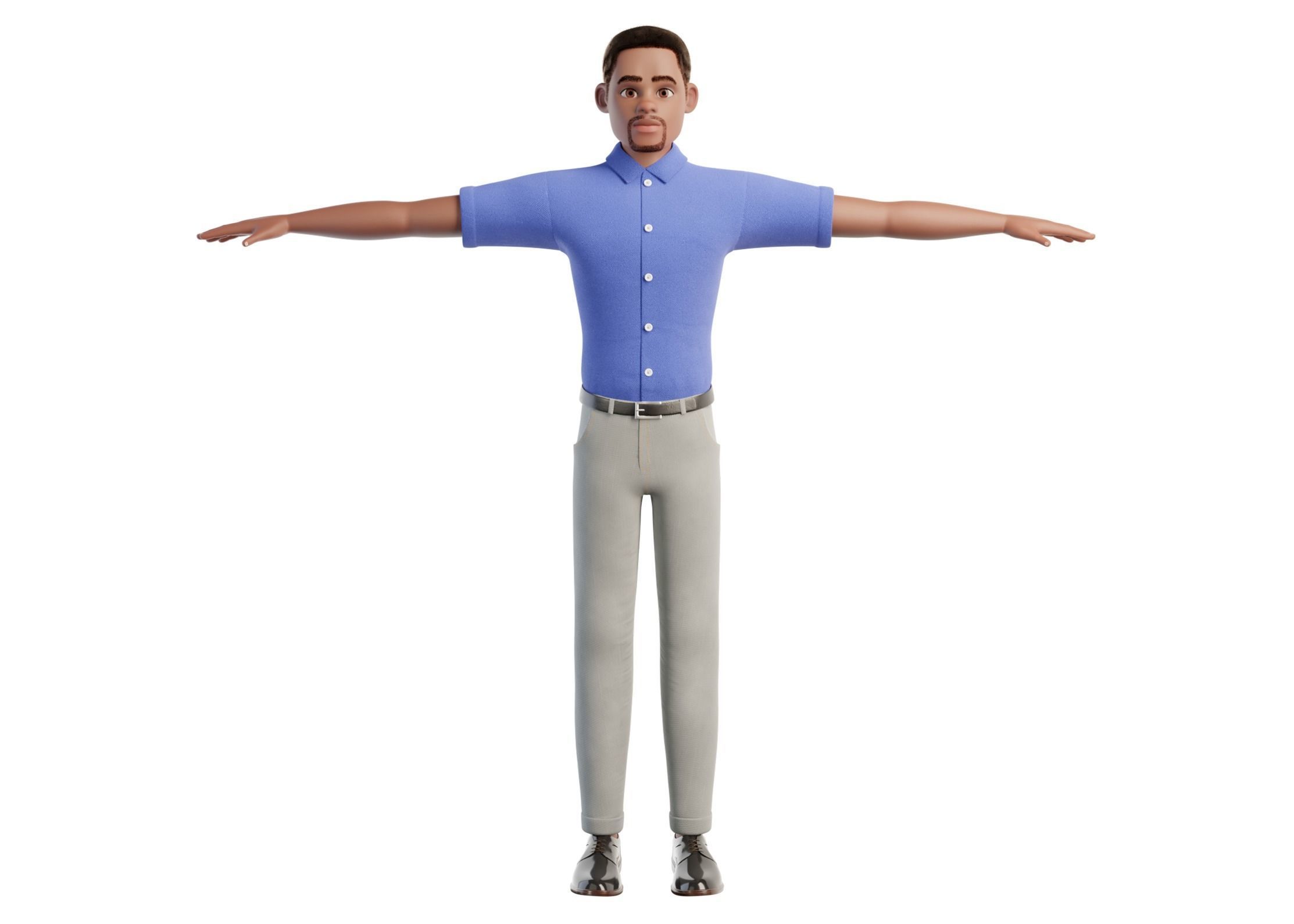 Cartoon Black Man Rigged Blender 3D model_13