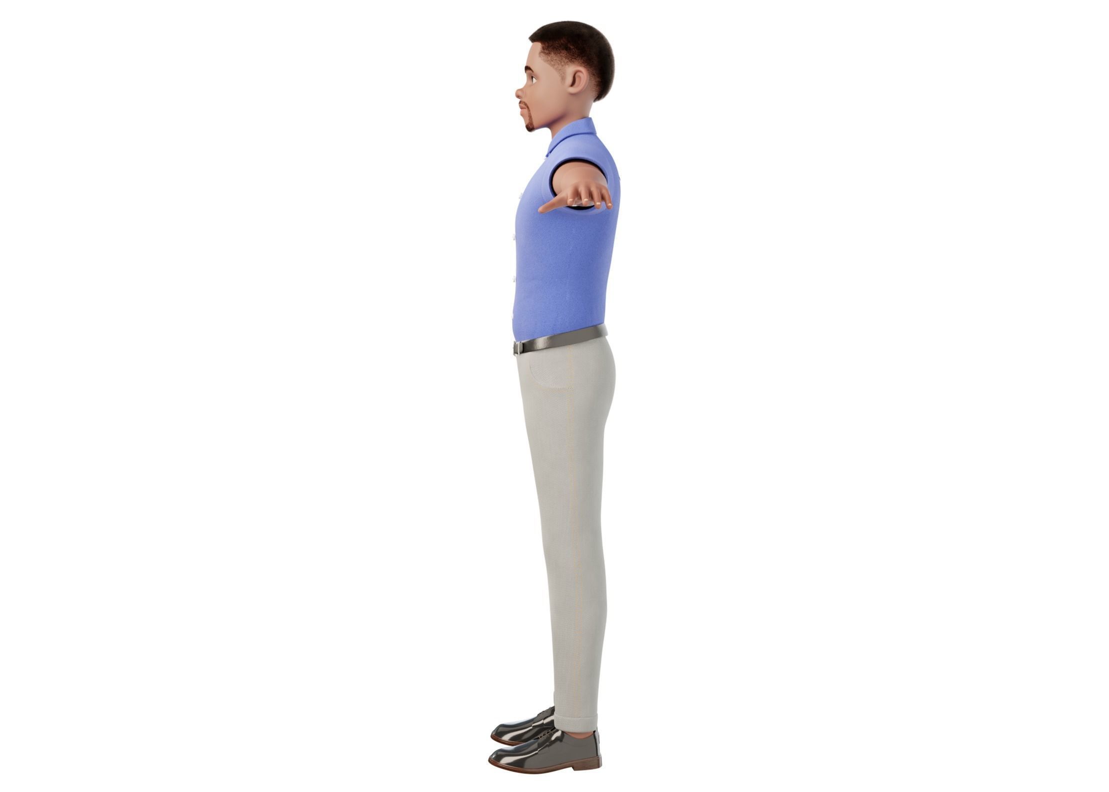 Cartoon Black Man Rigged Blender 3D model_14