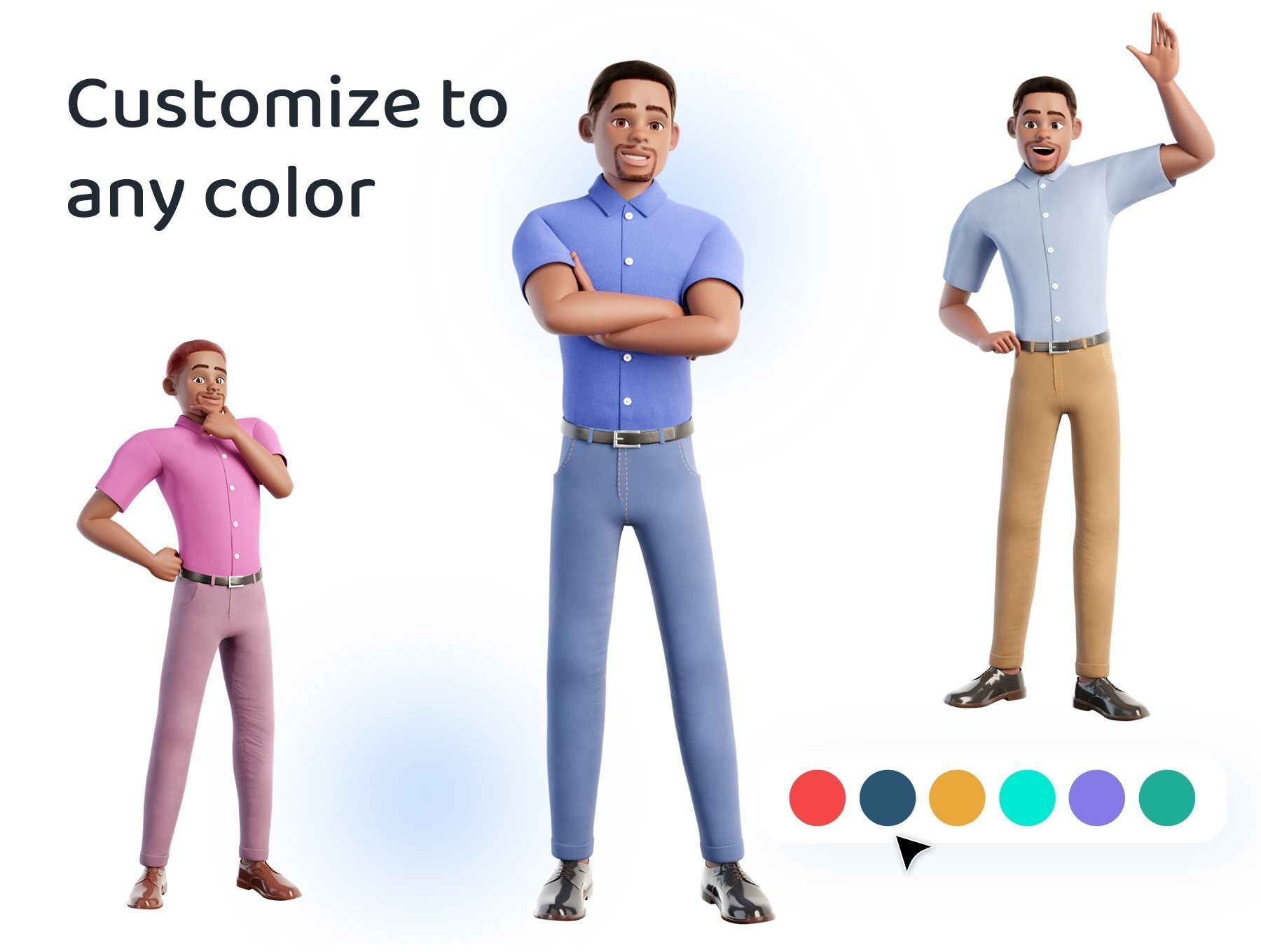 Cartoon Black Man Rigged Blender 3D model_10