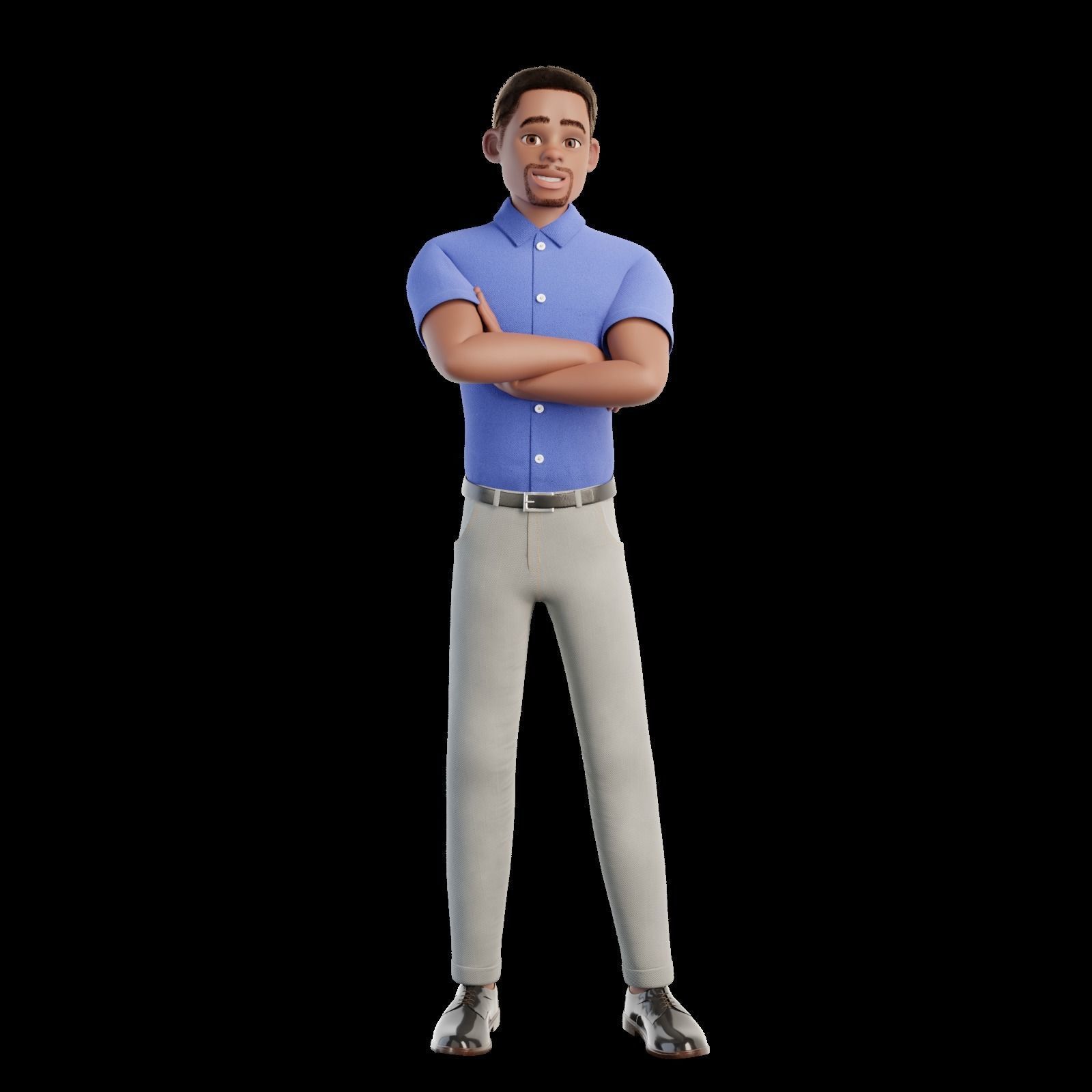 Cartoon Black Man Rigged Blender 3D model_28