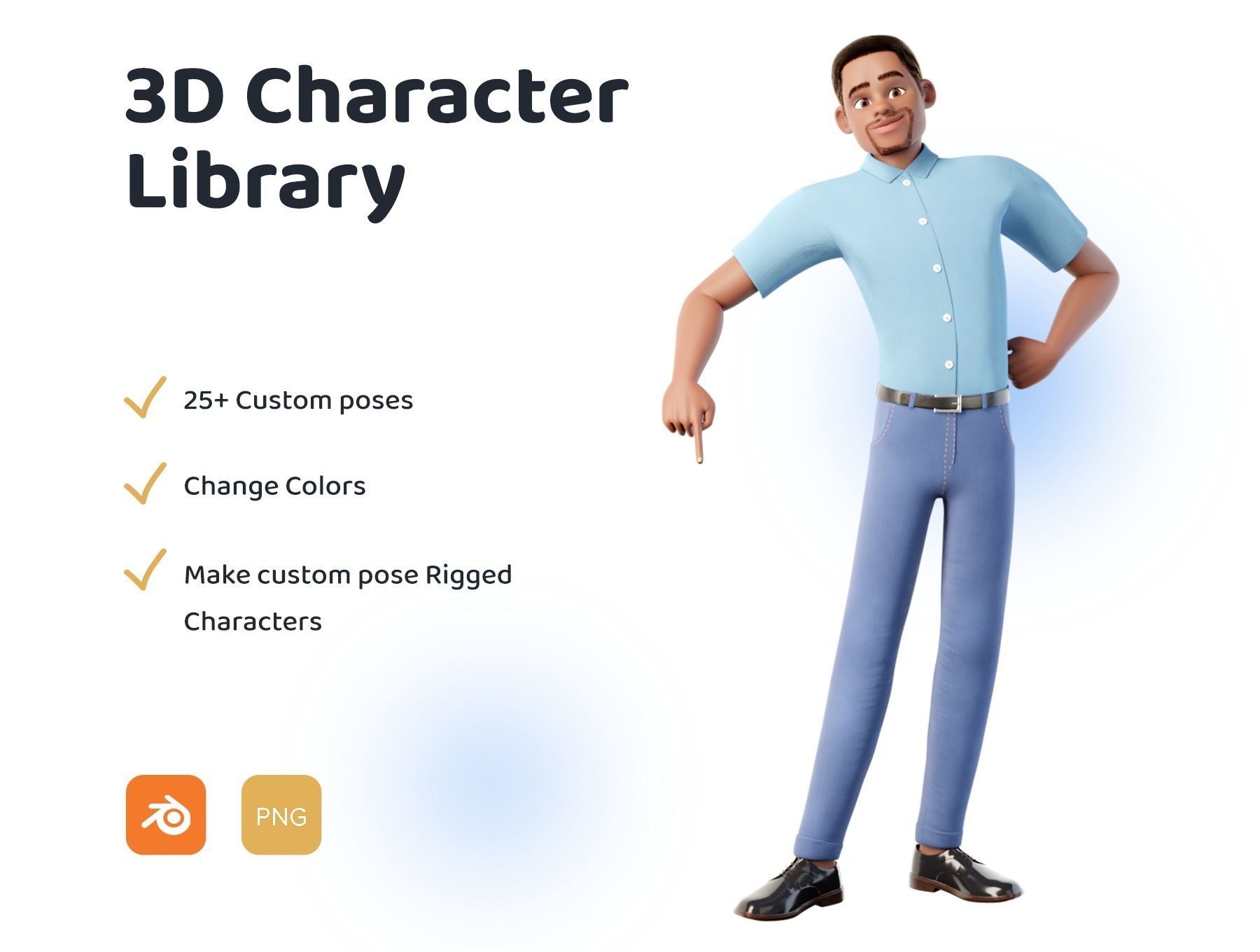 Cartoon Black Man Rigged Blender 3D model_18