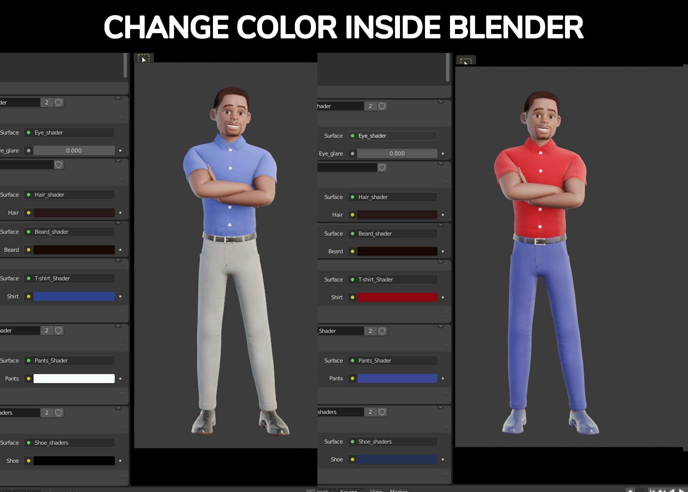 Cartoon Black Man Rigged Blender 3D model_5