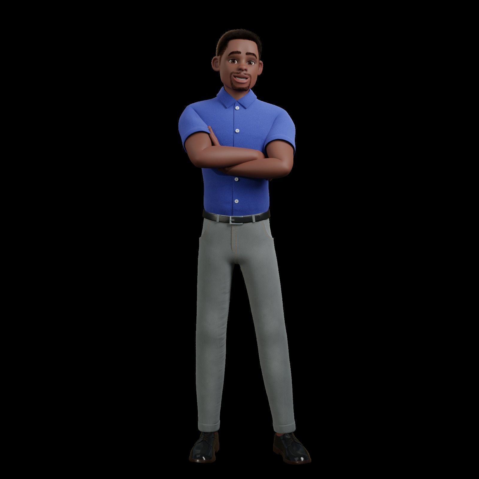 Cartoon Black Man Rigged Blender 3D model_31