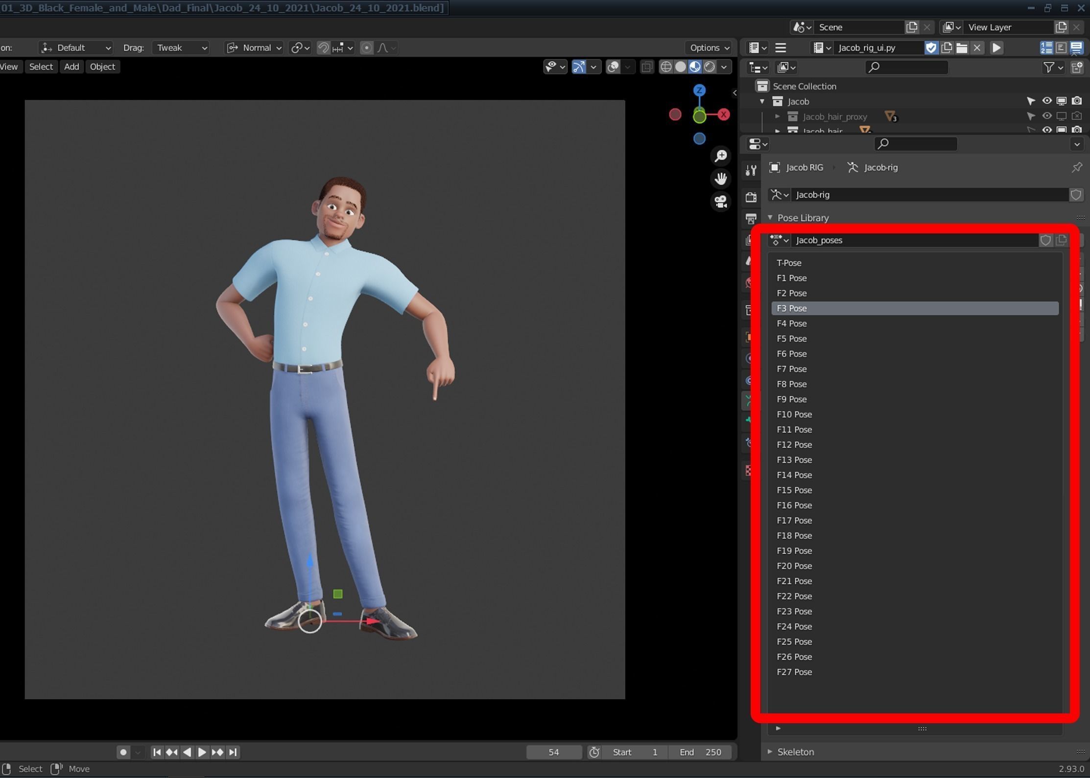 Cartoon Black Man Rigged Blender 3D model_6