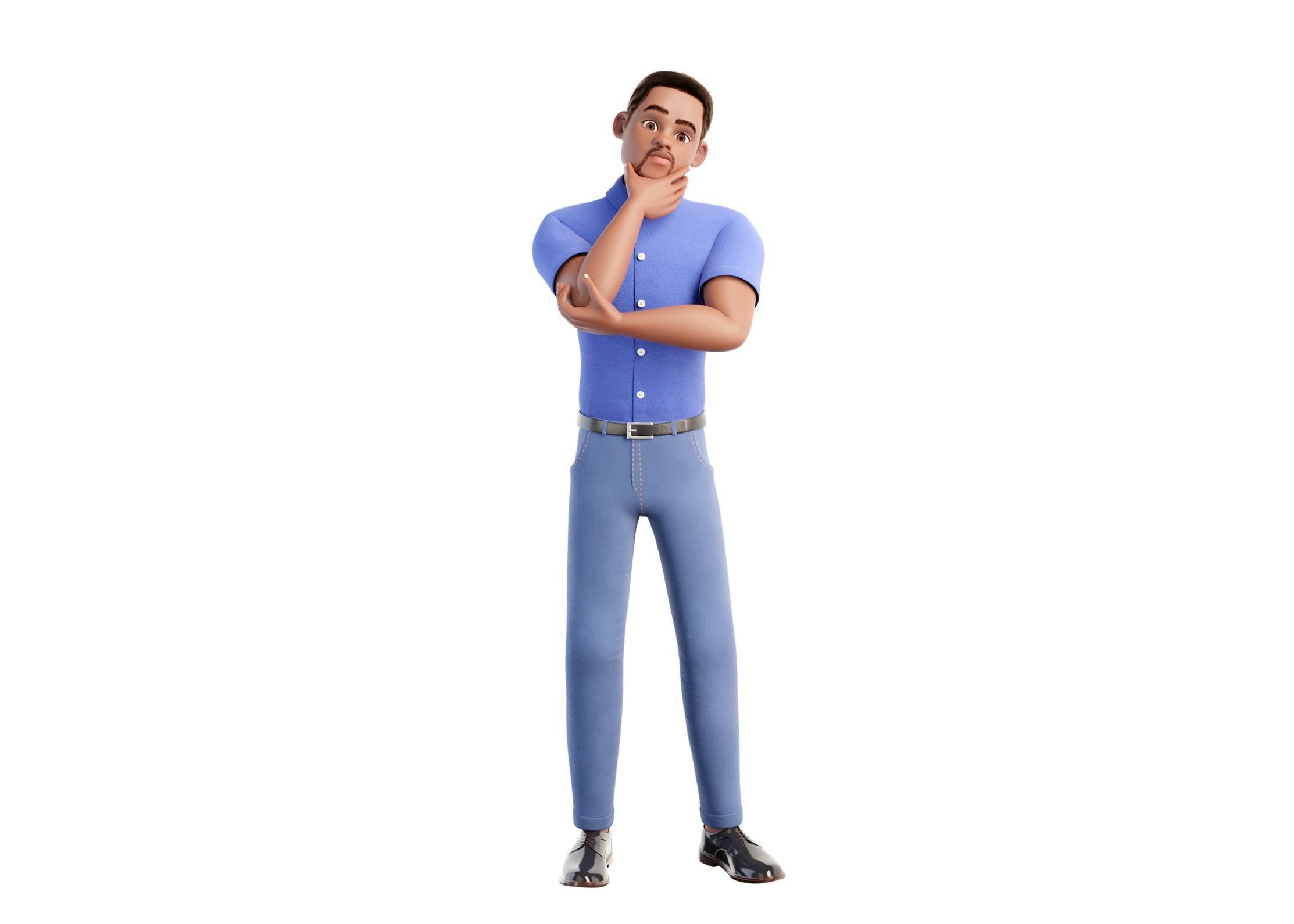 Cartoon Black Man Rigged Blender 3D model_20