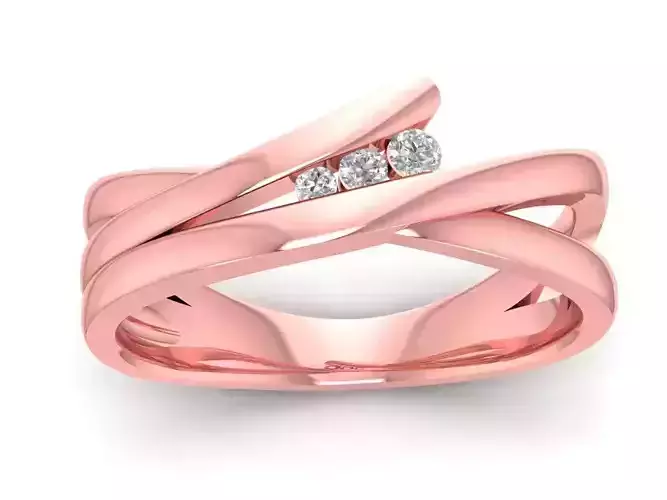 Elegant Twisted Triple Diamond Ring for Women  2711 3D print model