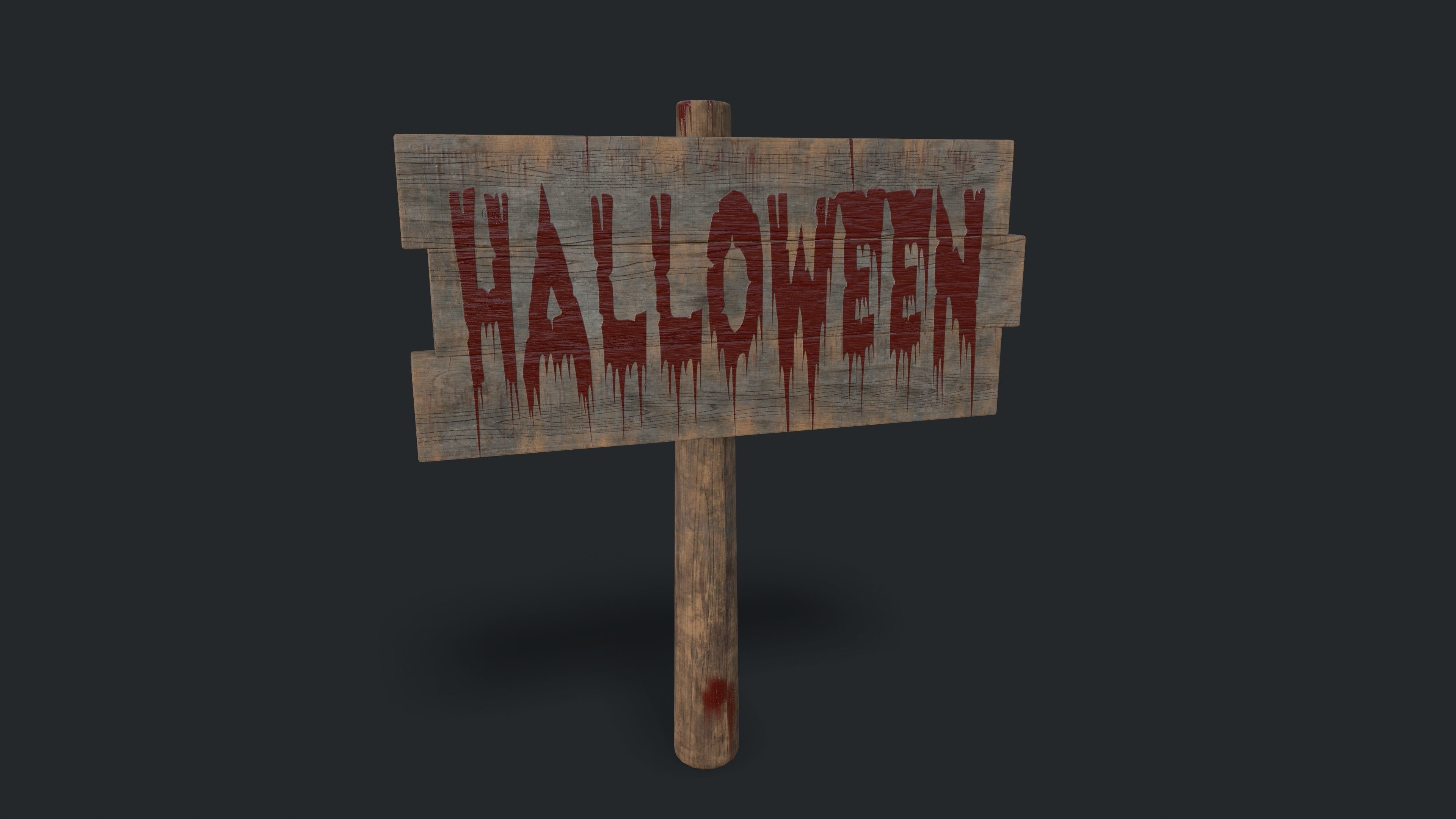 Halloween sign Low-poly 3D model_3