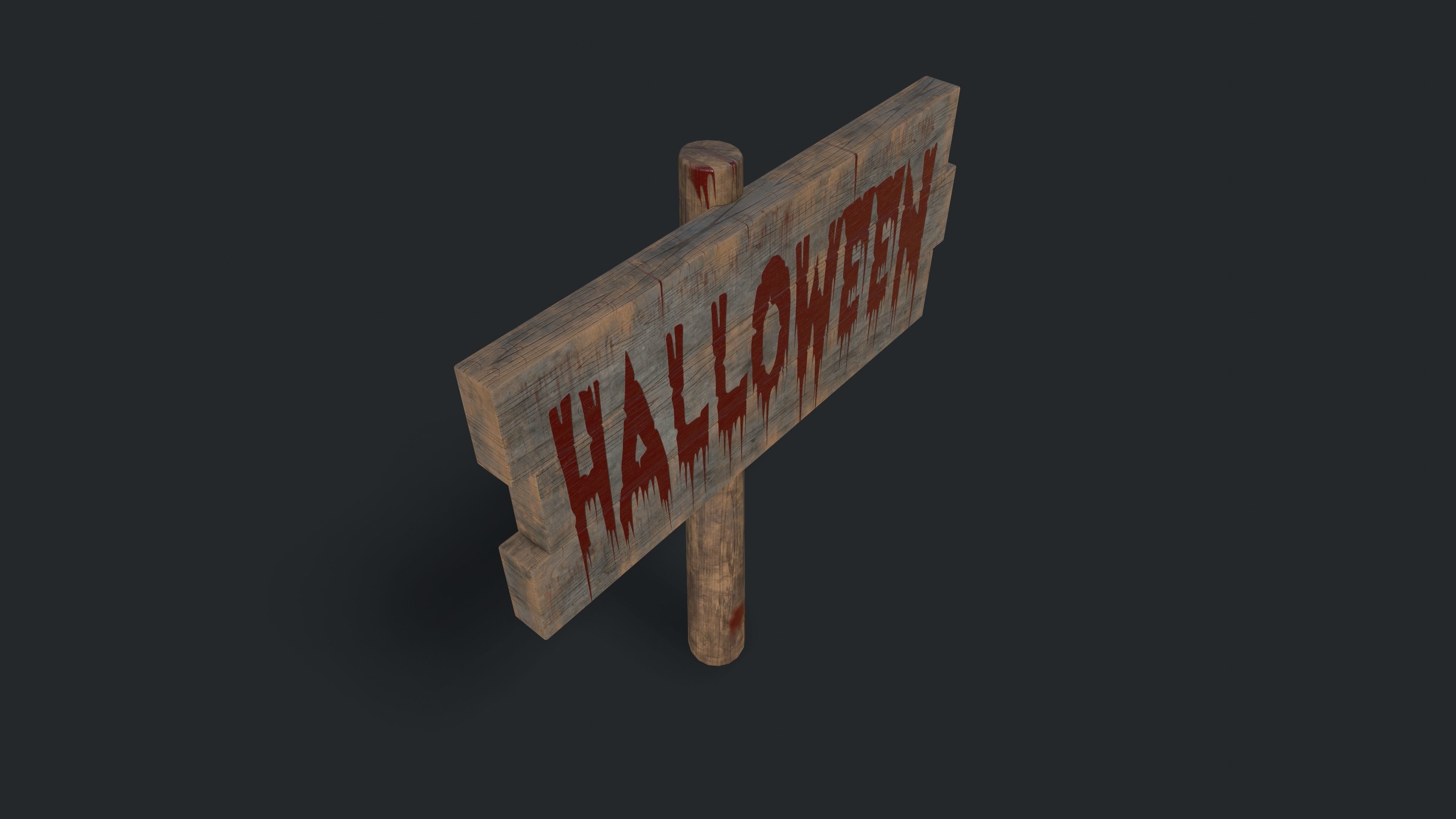 Halloween sign Low-poly 3D model_4