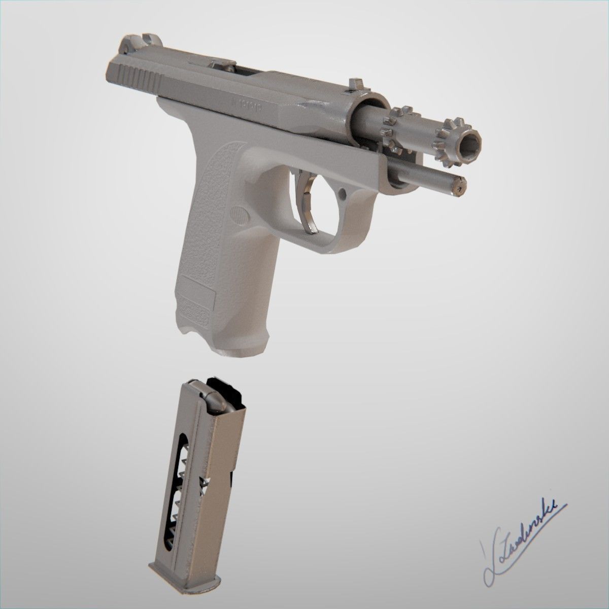 Gsh-18 taser pistol Low-poly 3D model_2
