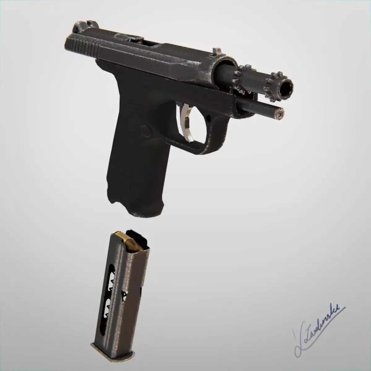 Gsh-18 taser pistol Low-poly 3D model_0