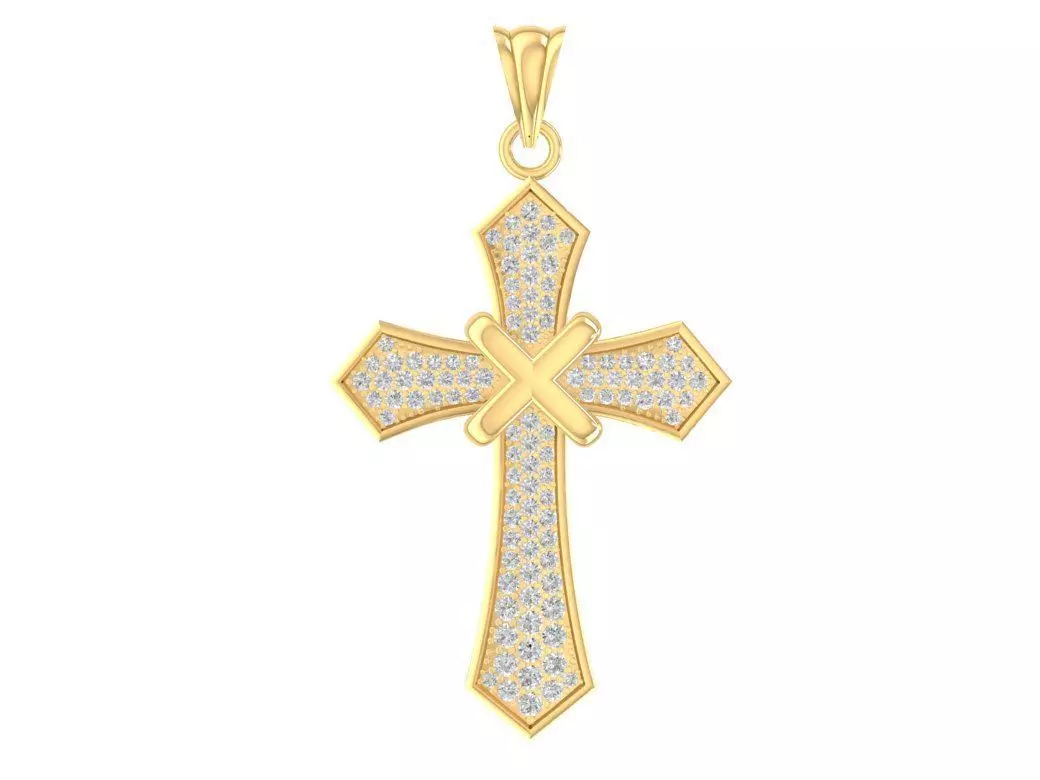 Elegant Diamond Cross Pendant For Women 2717 3D print model