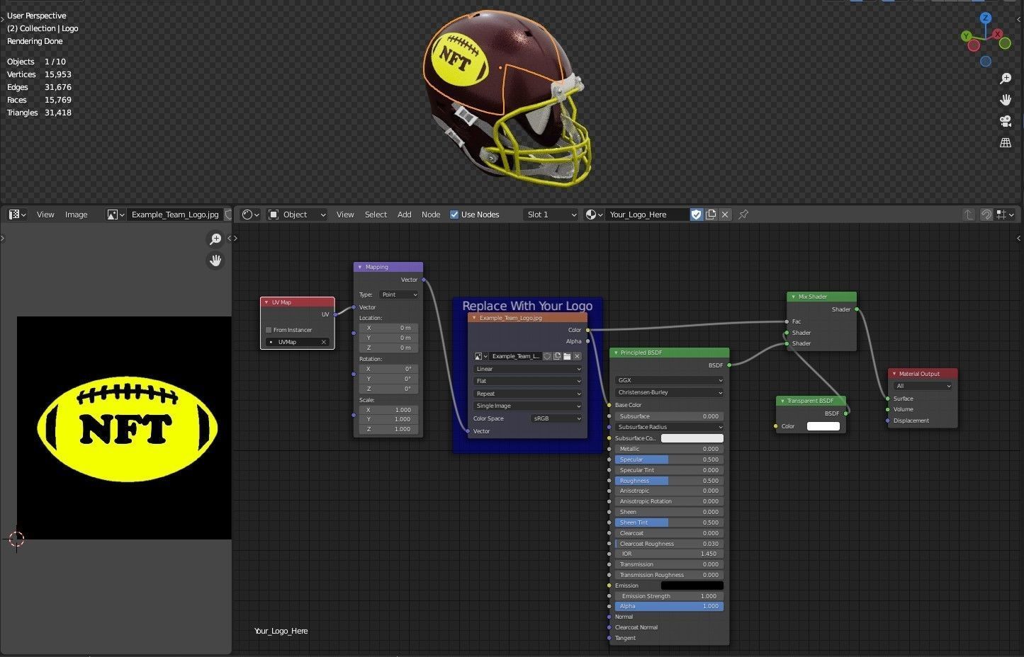 Generic American Football Helmet Low-poly 3D model_1