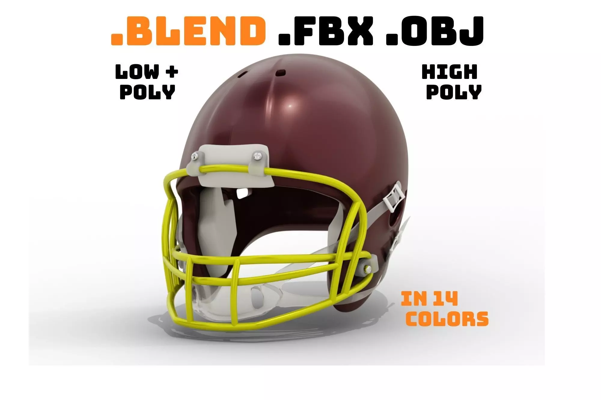 Generic American Football Helmet Low-poly 3D model_0