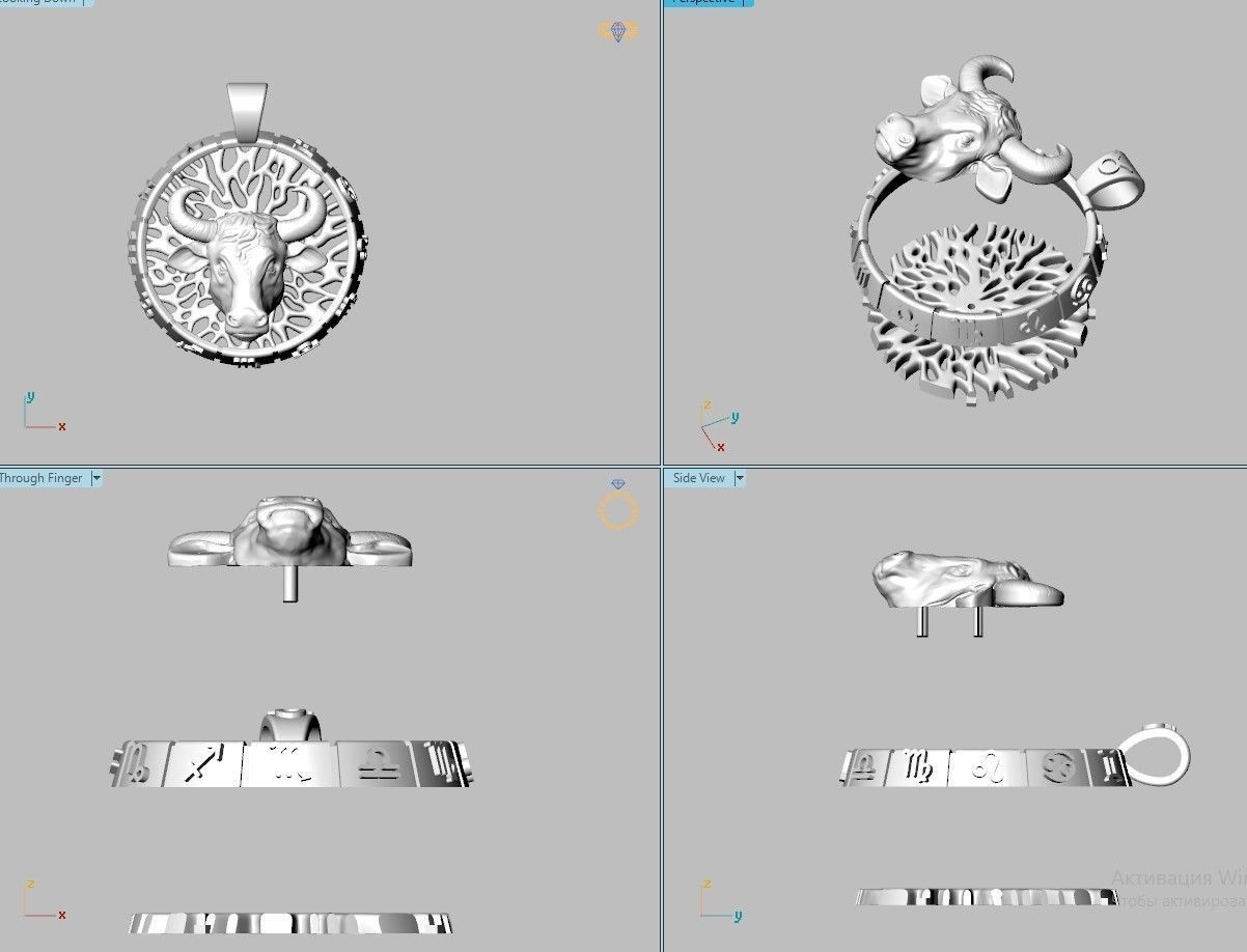 Pendant taurus ready for 3d print 3D print model_6