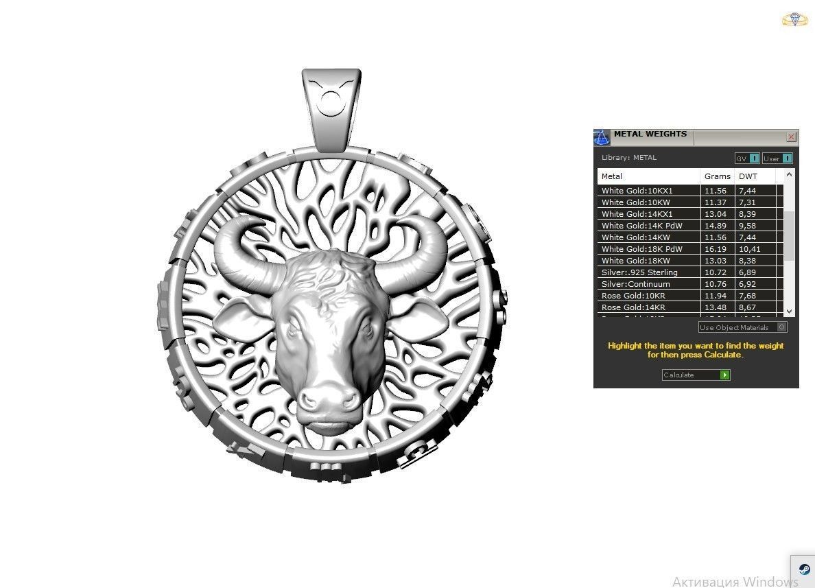Pendant taurus ready for 3d print 3D print model_8
