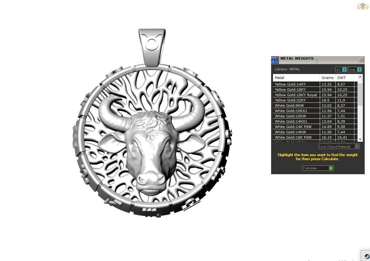 Pendant taurus ready for 3d print 3D print model_7