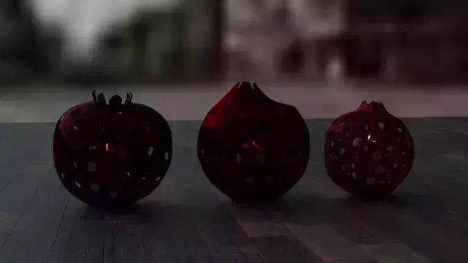 3d model of a lamp in the shape of a pomegranate