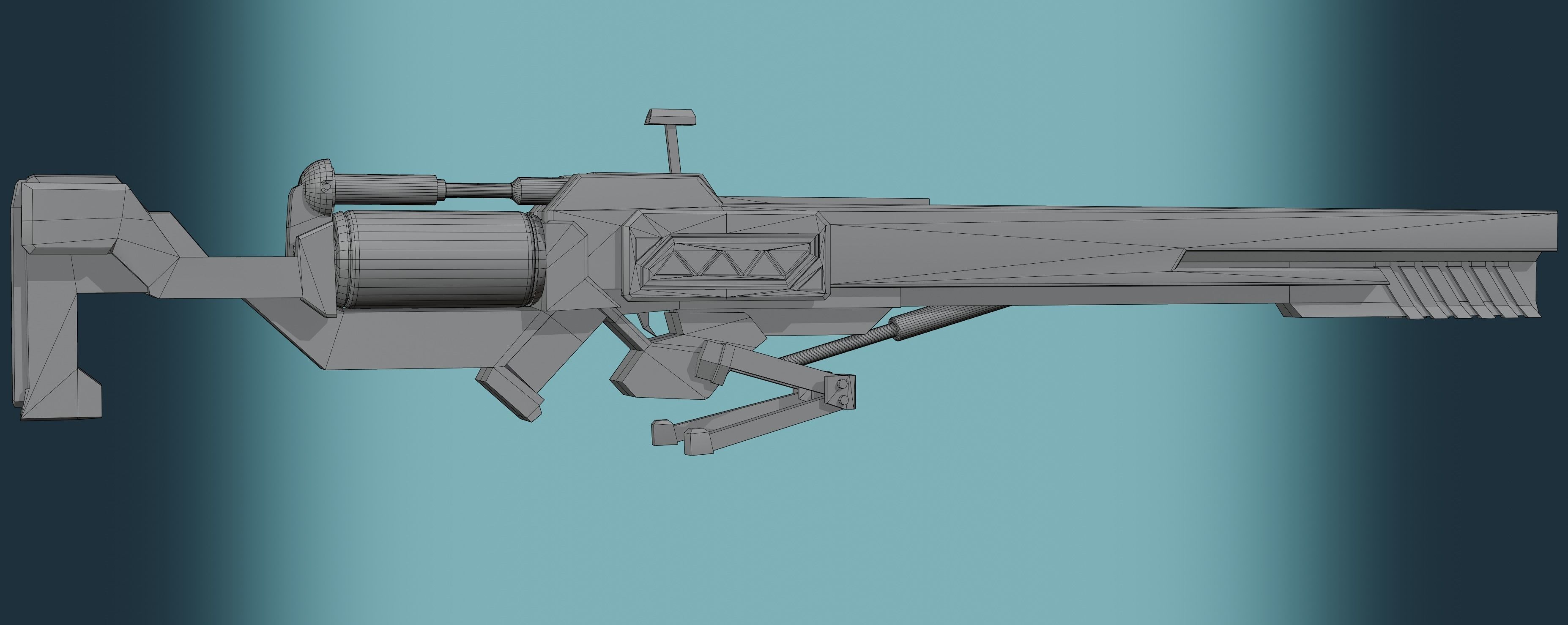 assault-rifle sci-fi rifle Free low-poly 3D model_4