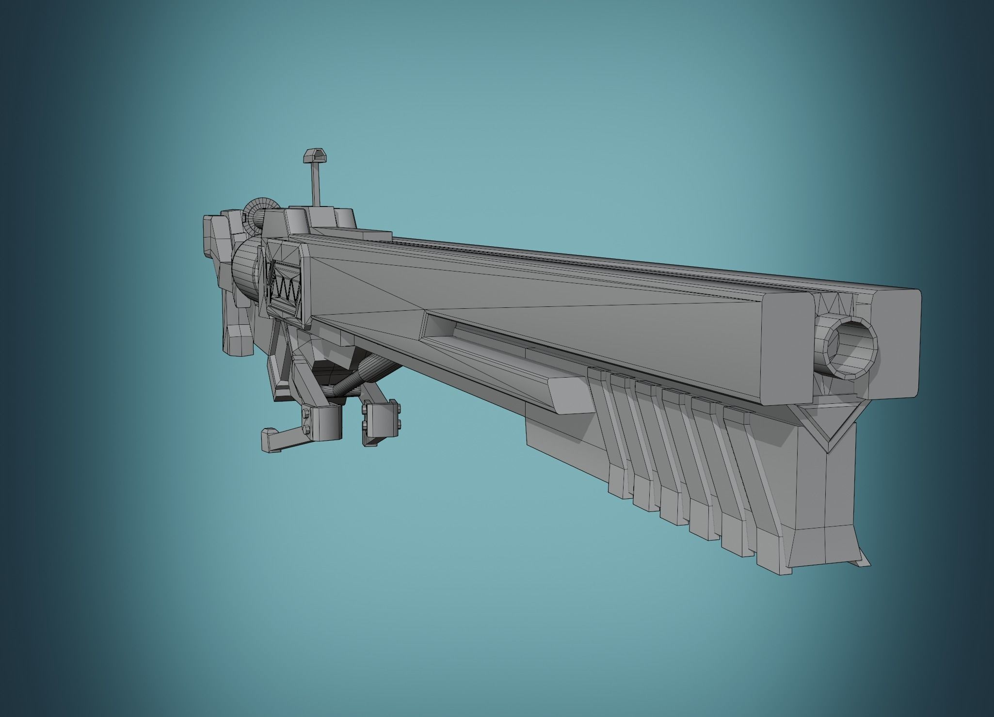 assault-rifle sci-fi rifle Free low-poly 3D model_5