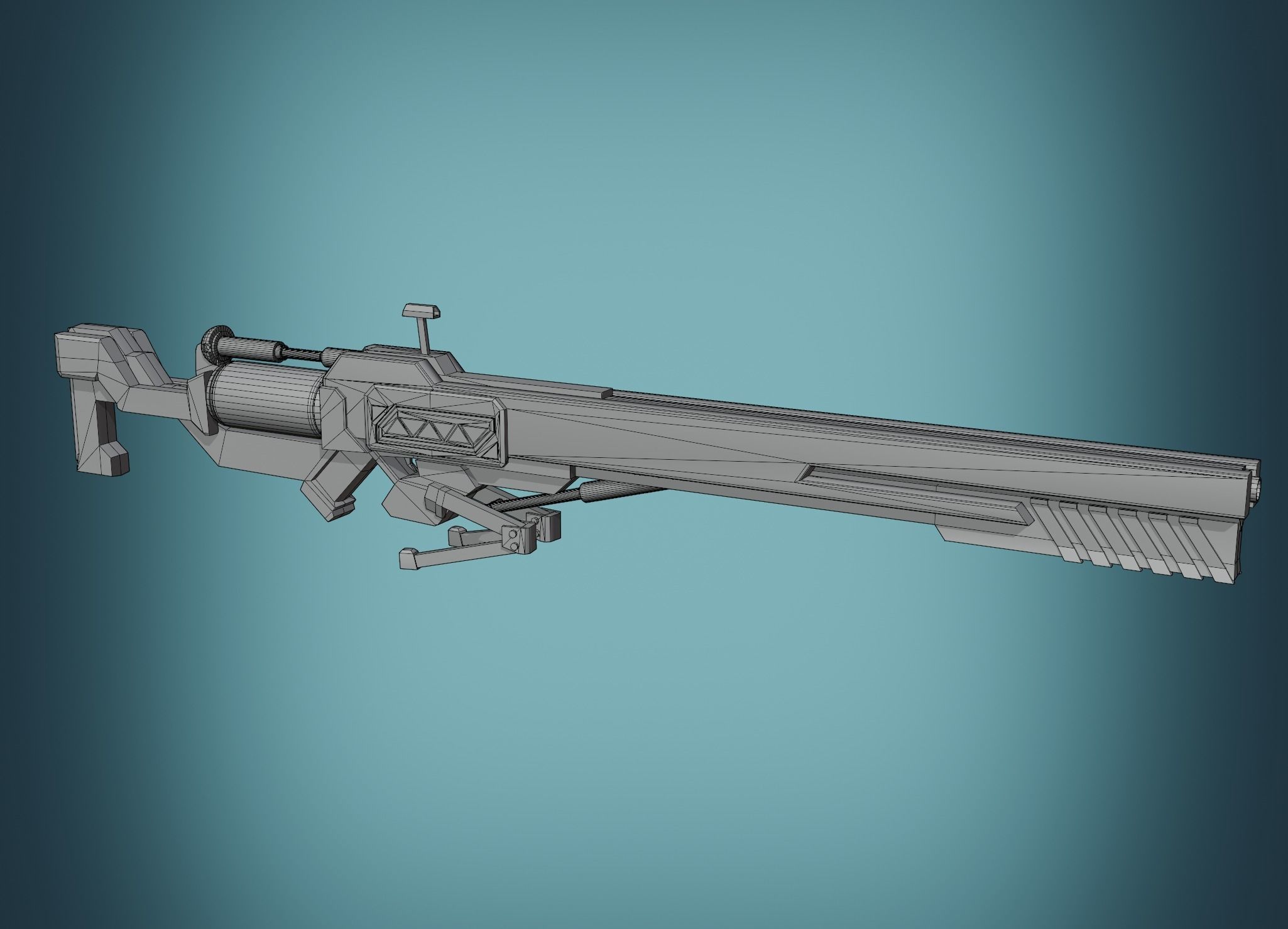 assault-rifle sci-fi rifle Free low-poly 3D model_2