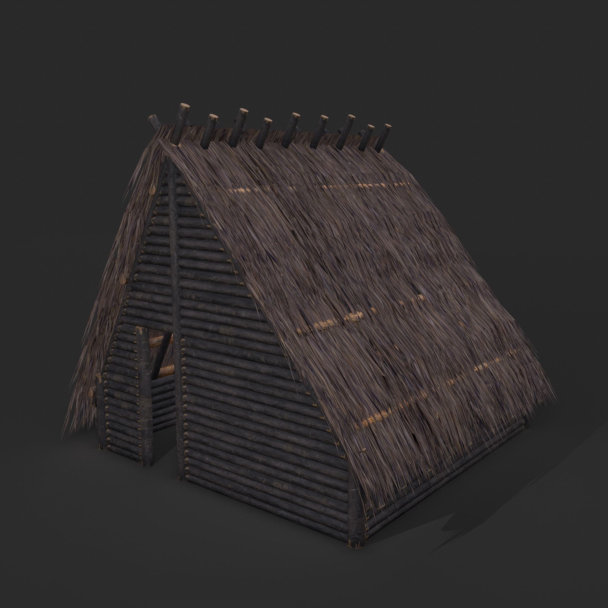 Viking Hut A Low-poly 3D model_12