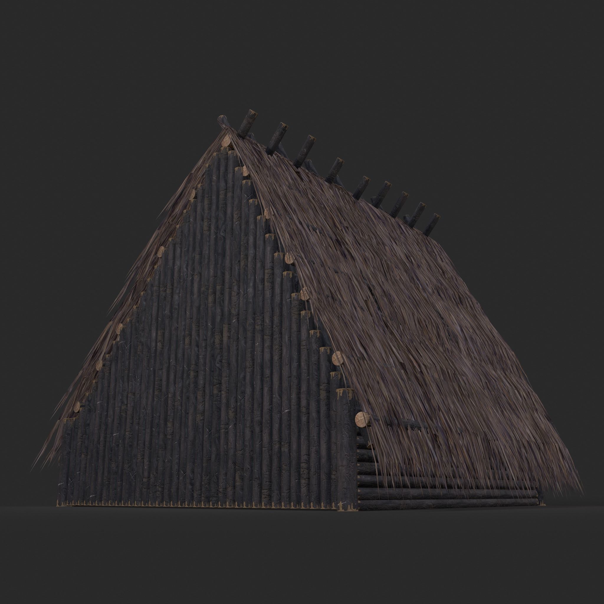 Viking Hut A Low-poly 3D model_19