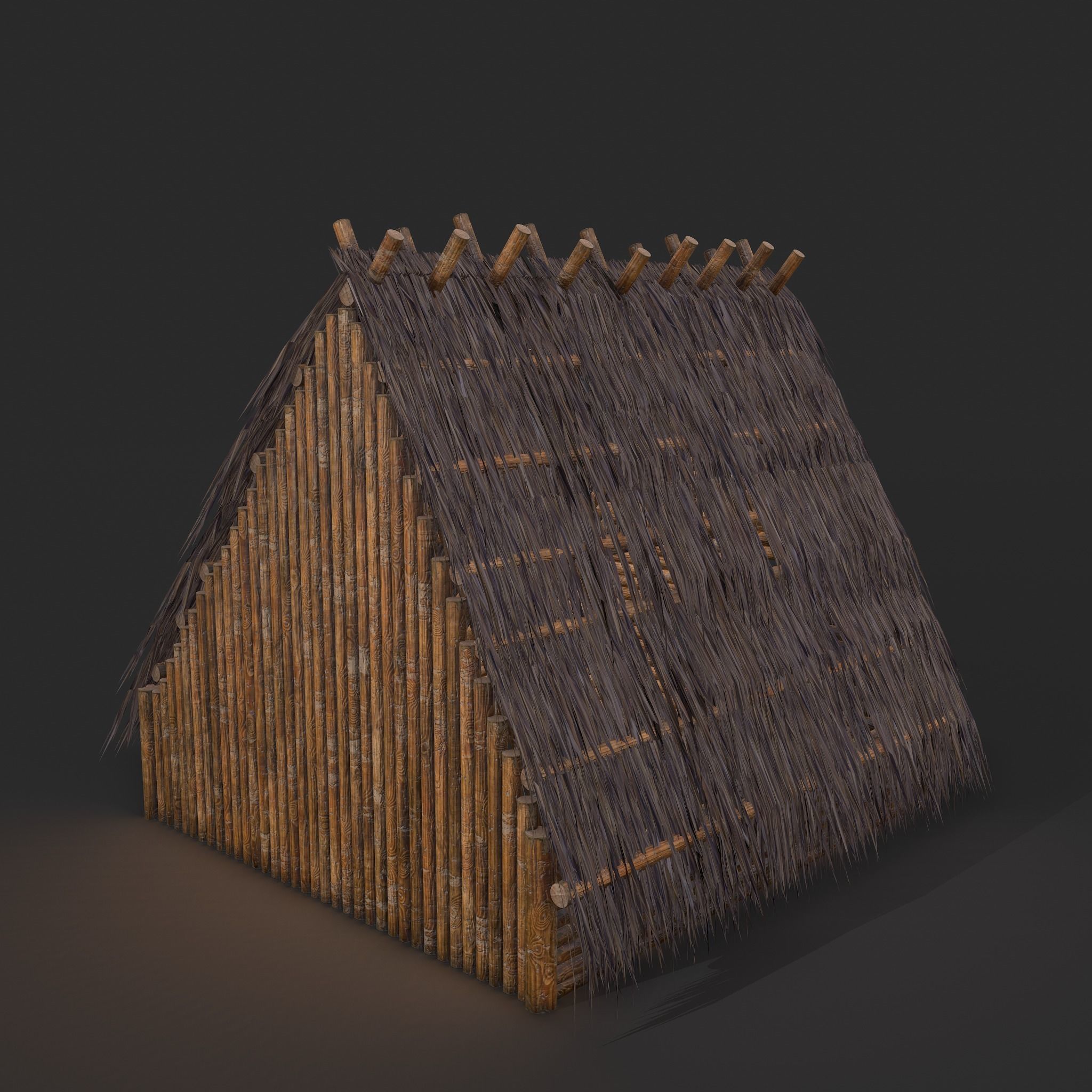 Viking Hut A Low-poly 3D model_6