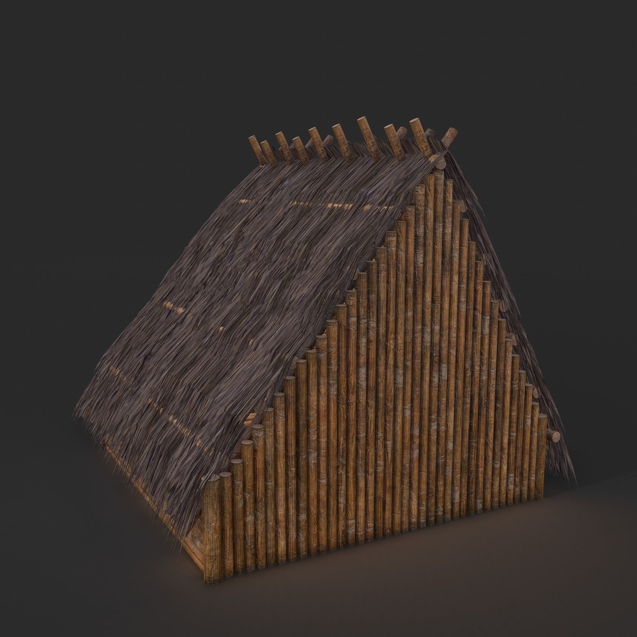 Viking Hut A Low-poly 3D model_8