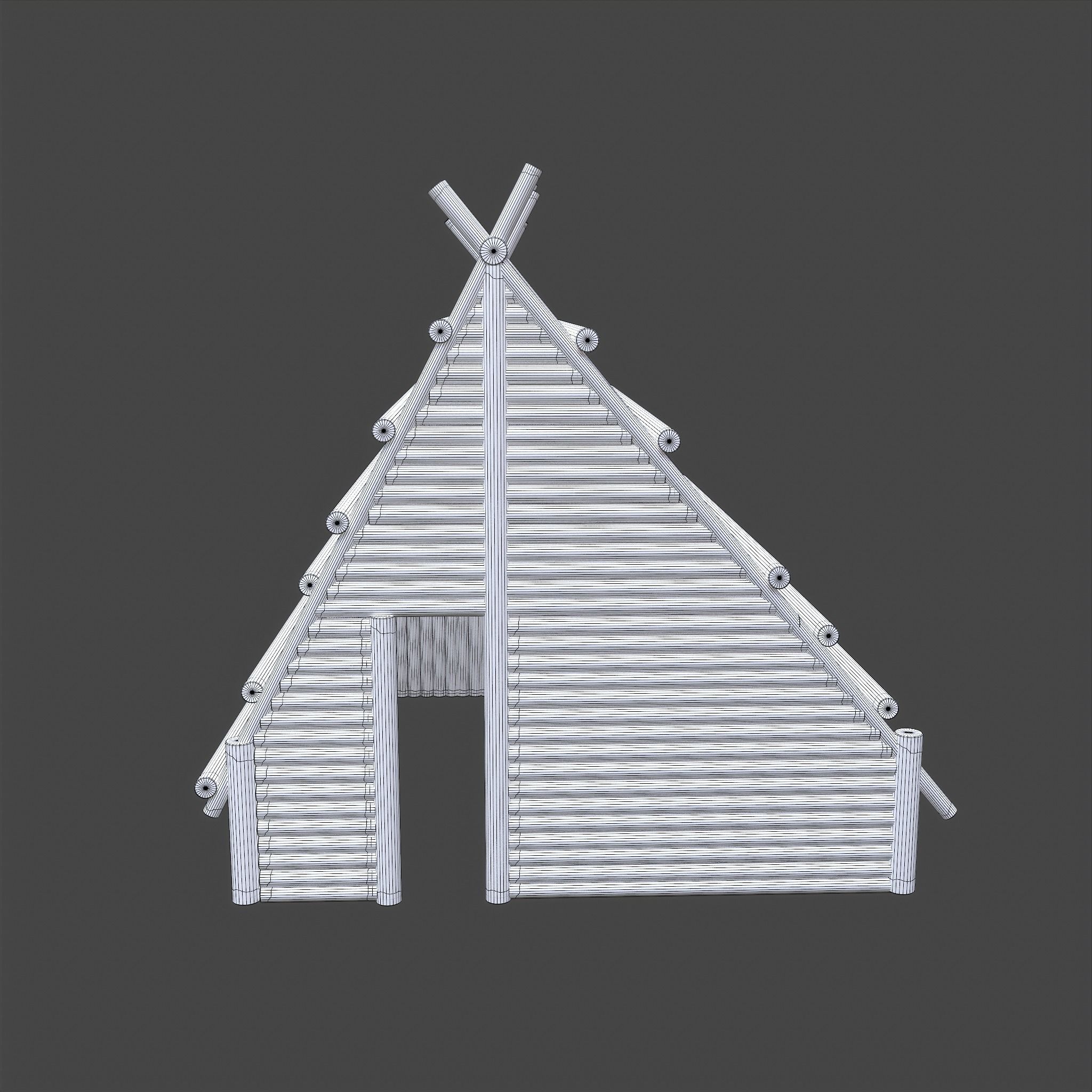 Viking Hut A Low-poly 3D model_32