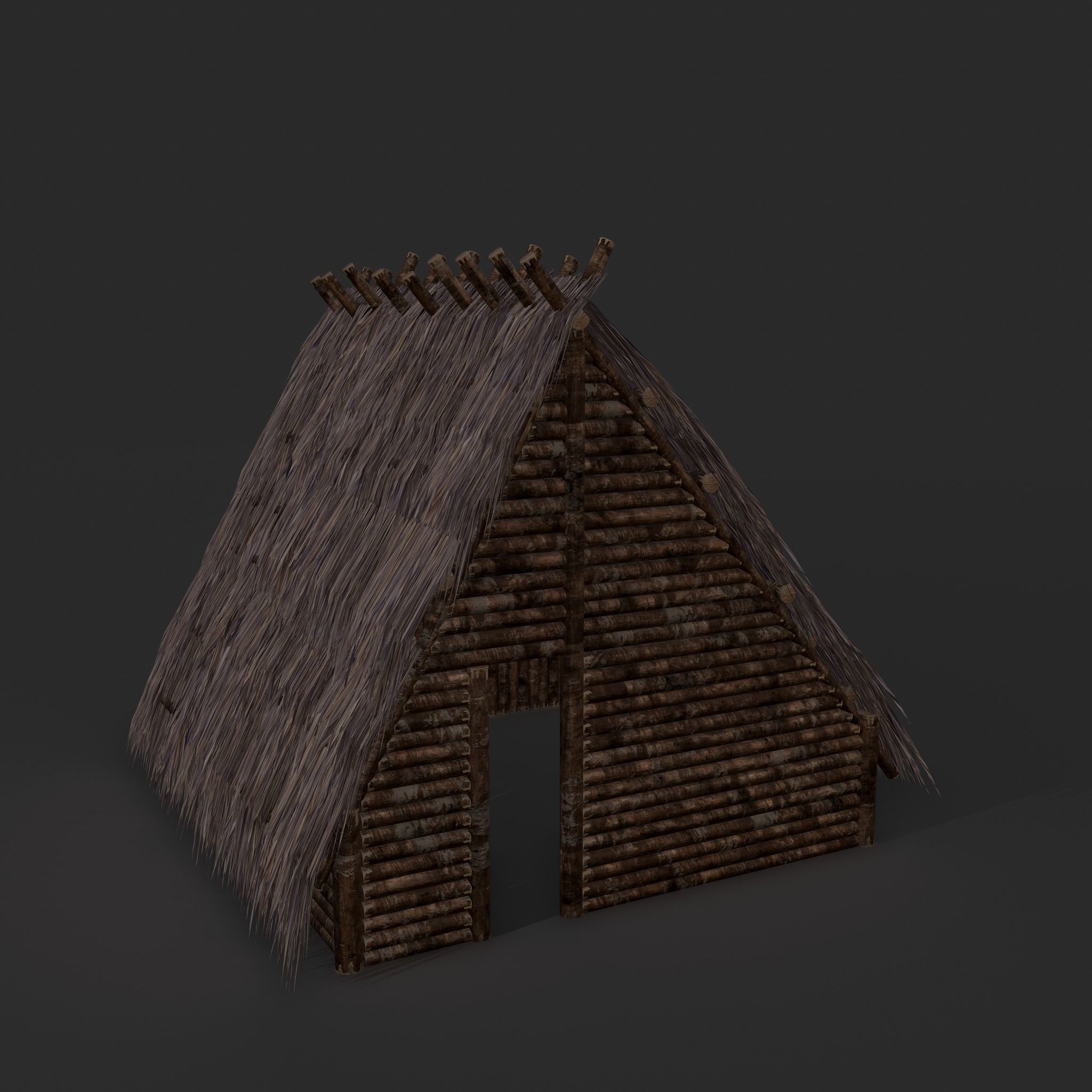 Viking Hut A Low-poly 3D model_3