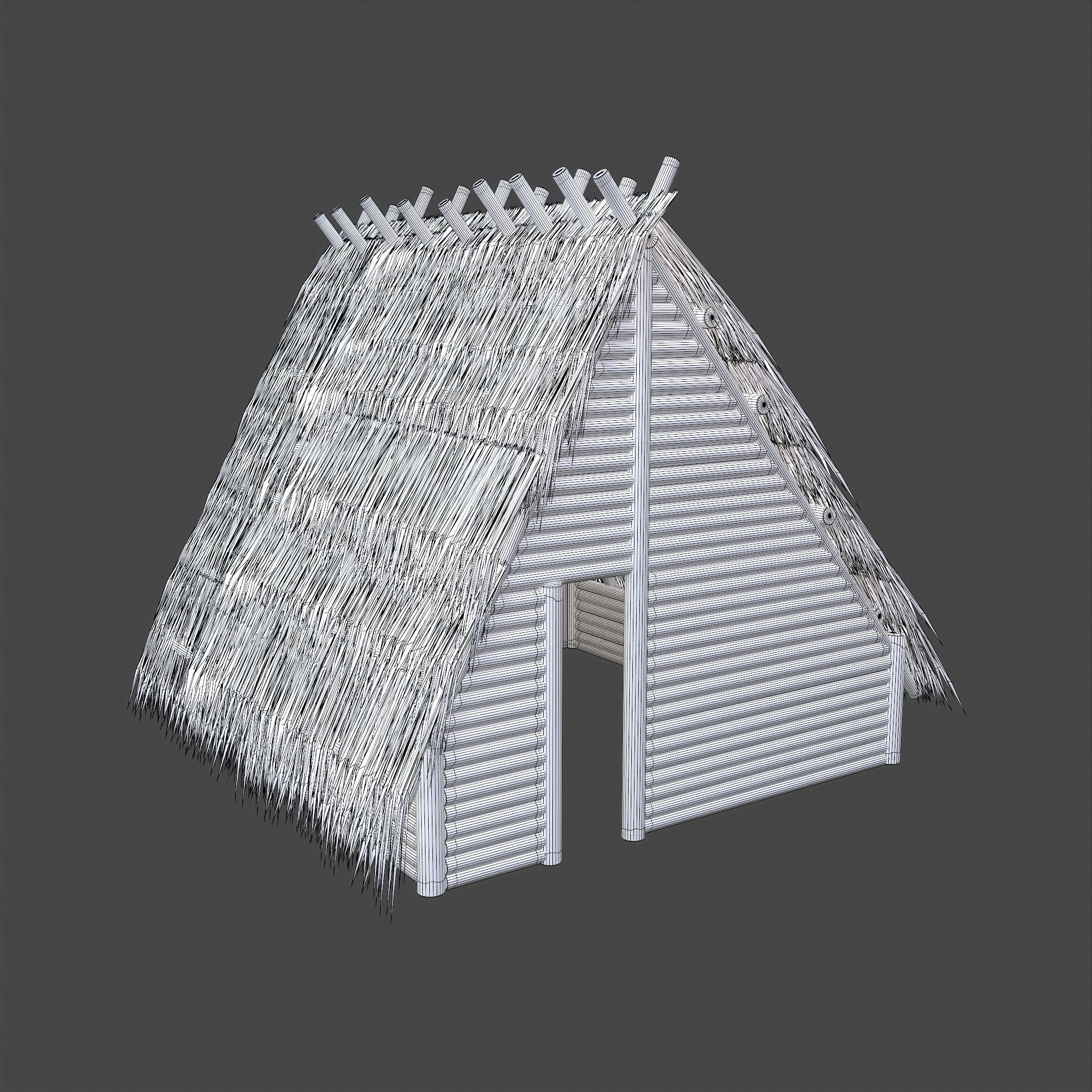 Viking Hut A Low-poly 3D model_27