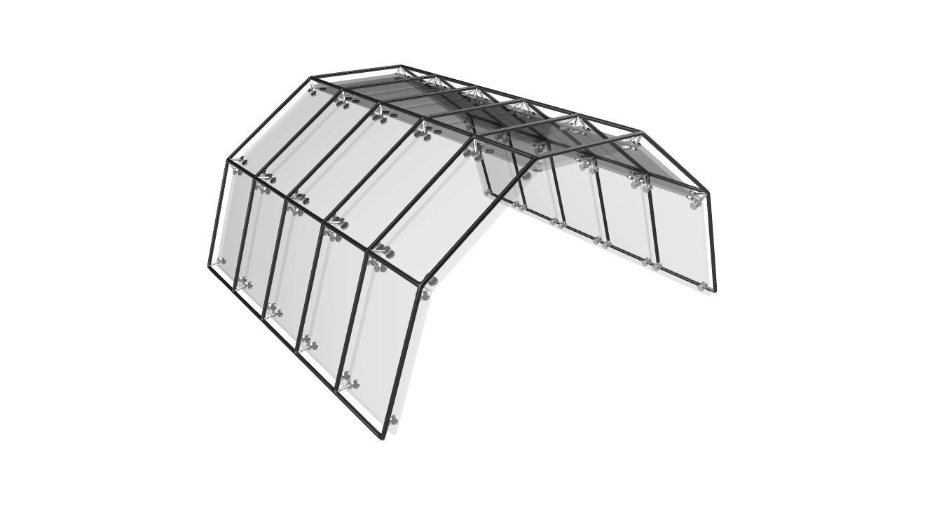 Arched structure wireframe with connections and glass panels 3D model ...