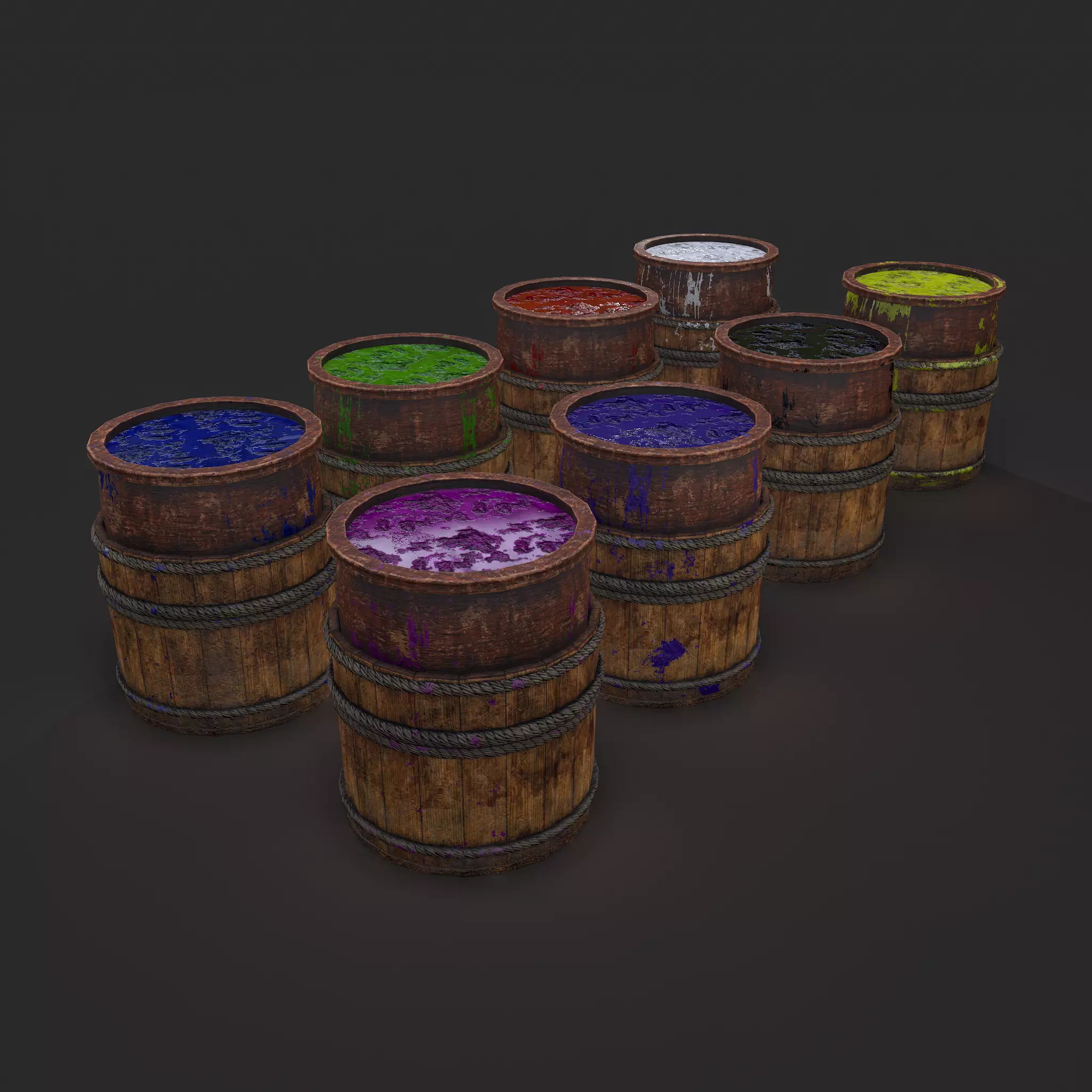 Dye Bucket Low-poly 3D model_0