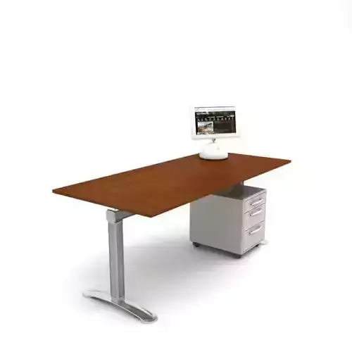 Wood And Metal Office Desk With Drawers