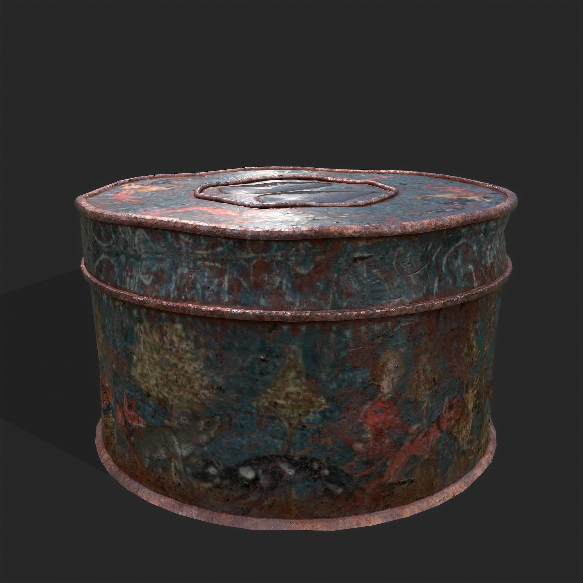 Medieval Circular Container Low-poly 3D model_5