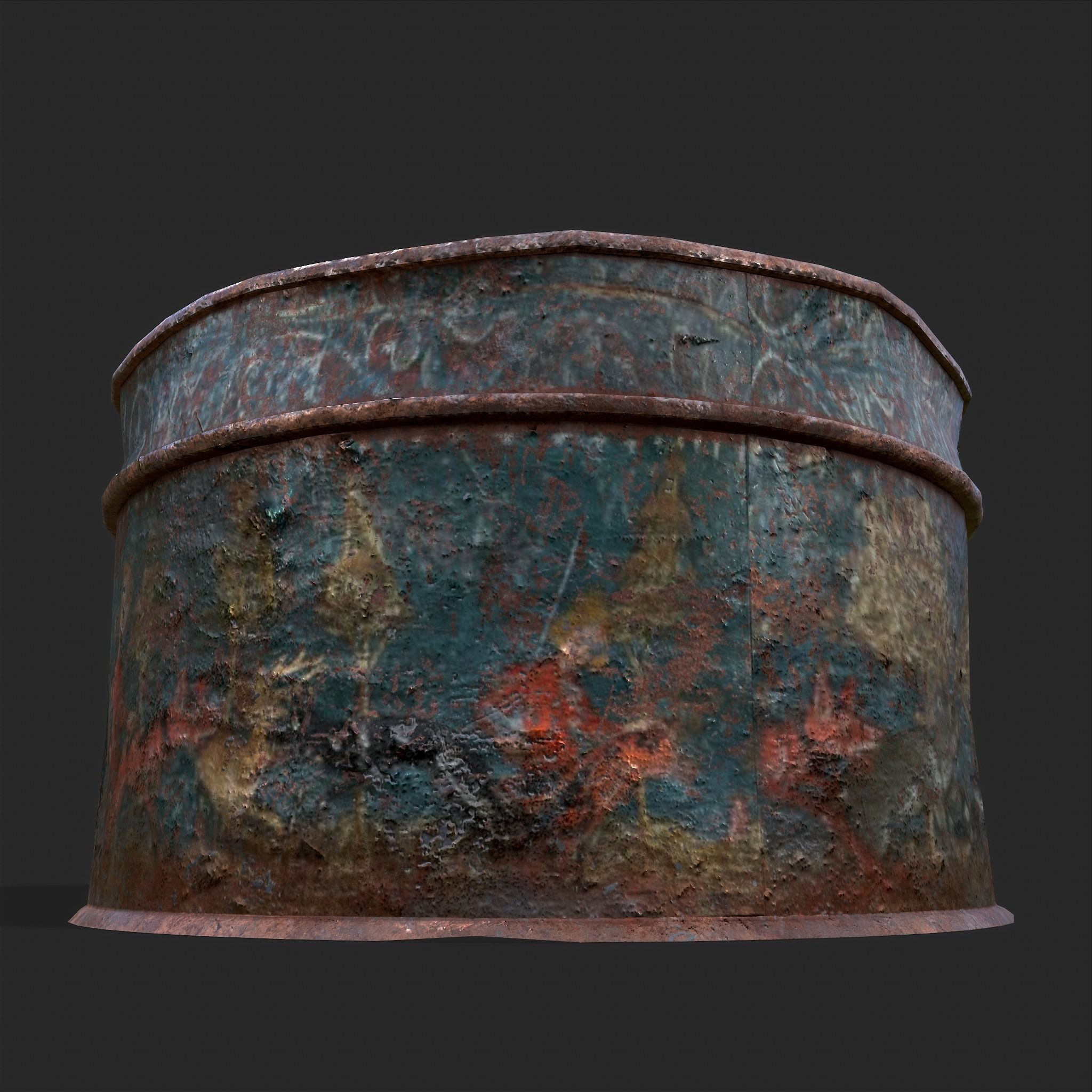 Medieval Circular Container Low-poly 3D model_18