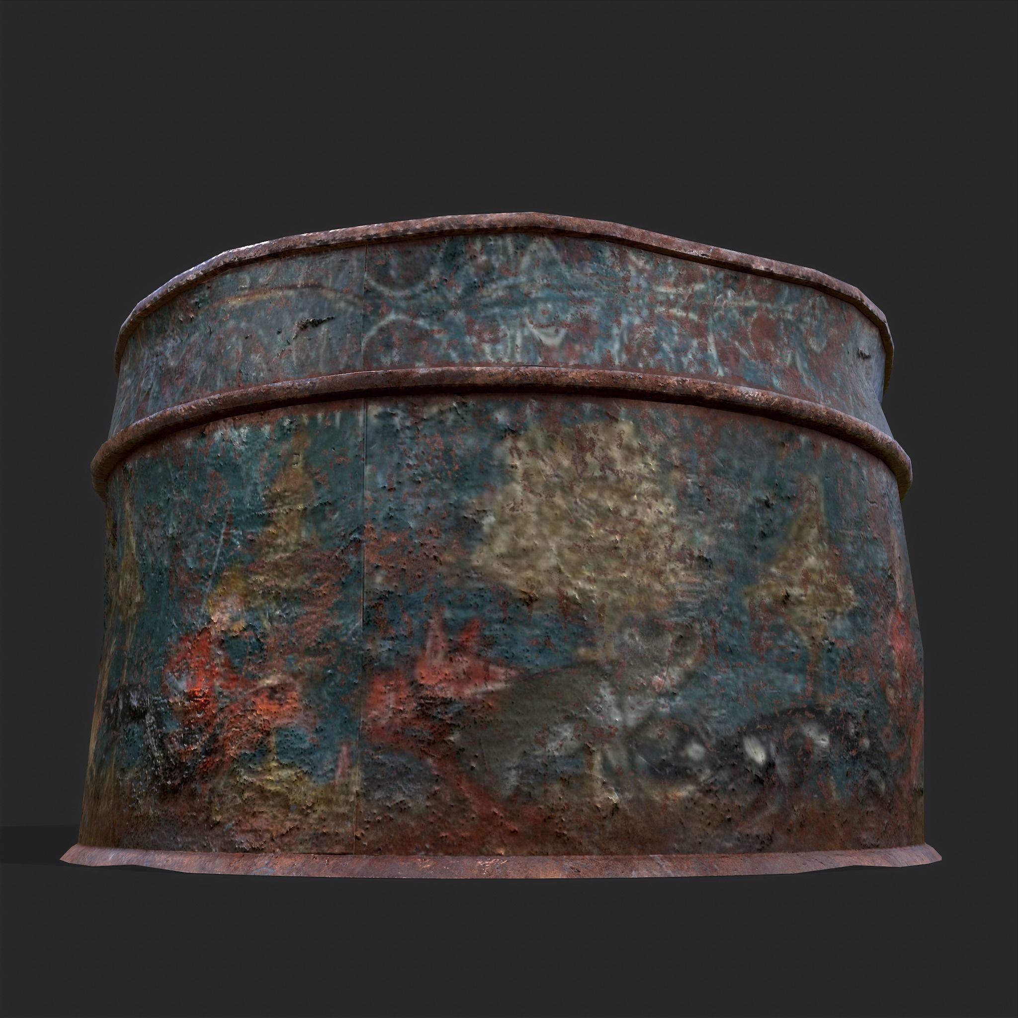 Medieval Circular Container Low-poly 3D model_16
