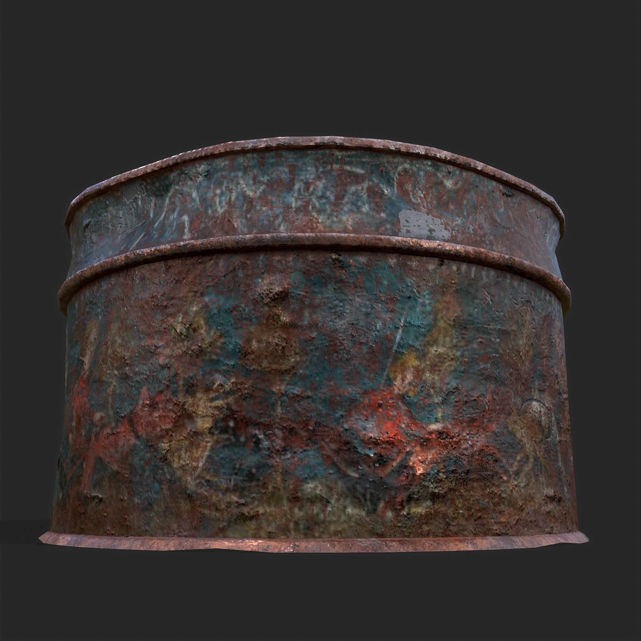 Medieval Circular Container Low-poly 3D model_12