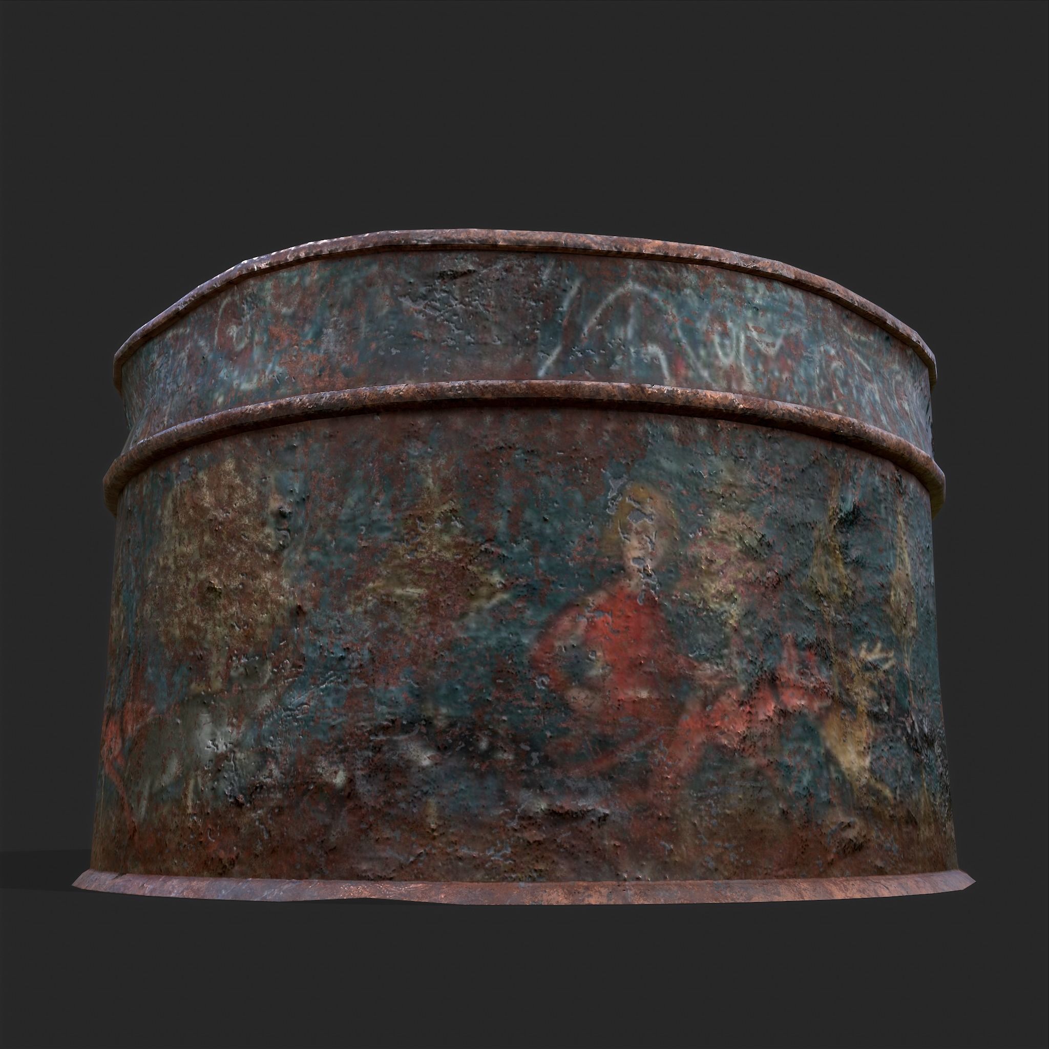 Medieval Circular Container Low-poly 3D model_19