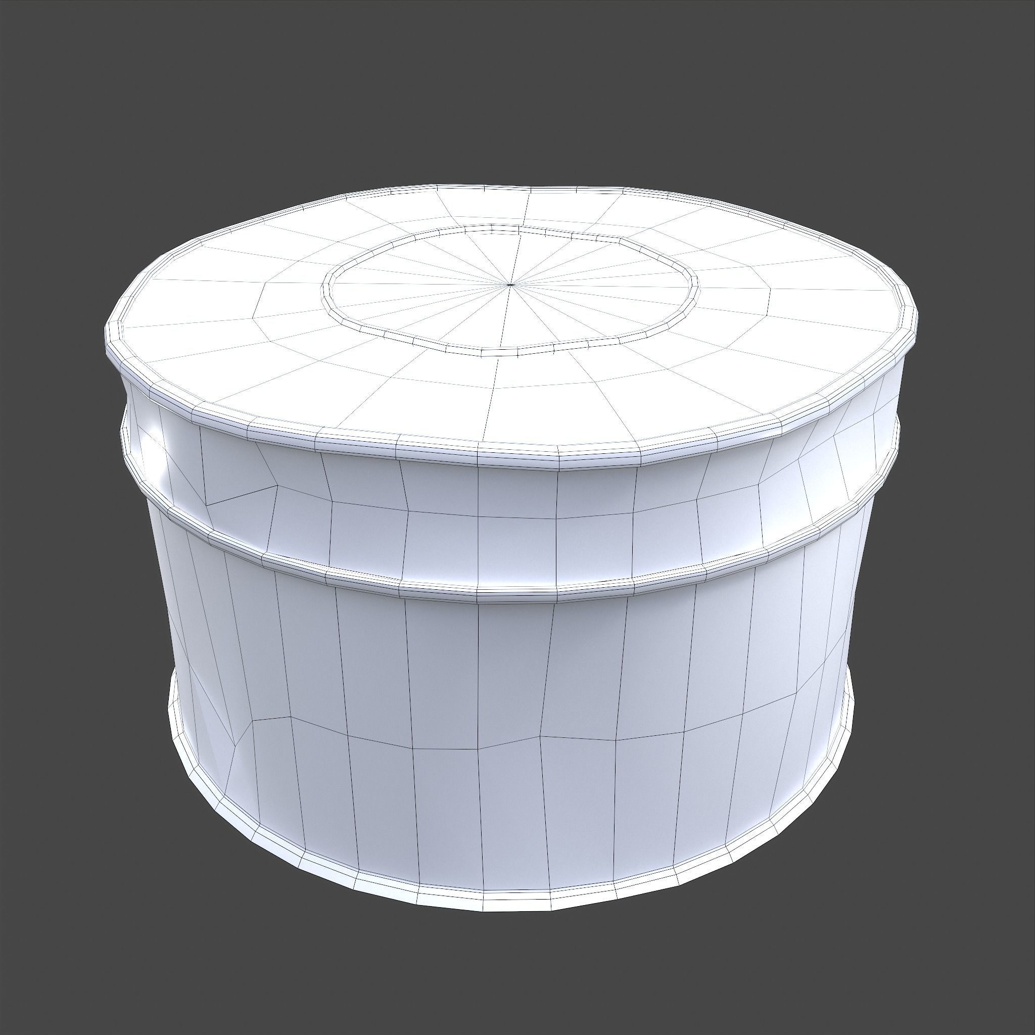 Medieval Circular Container Low-poly 3D model_35