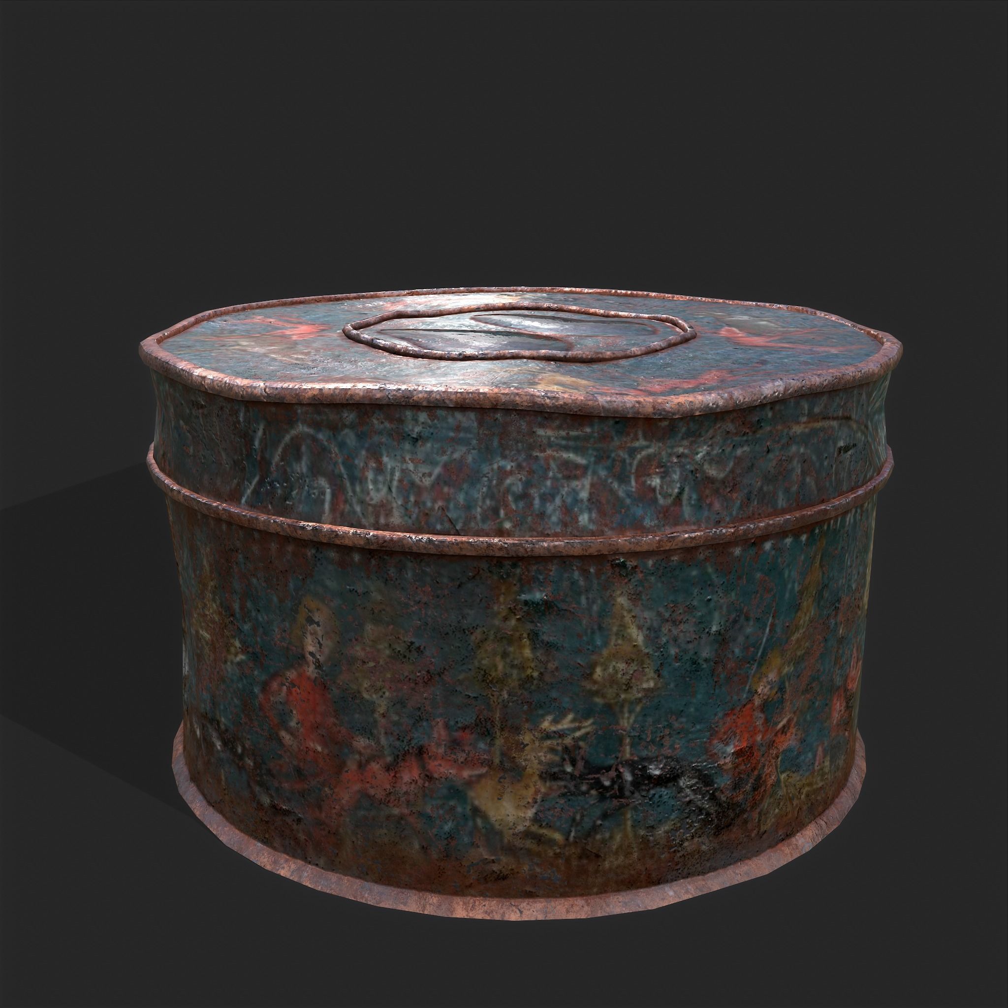 Medieval Circular Container Low-poly 3D model_8