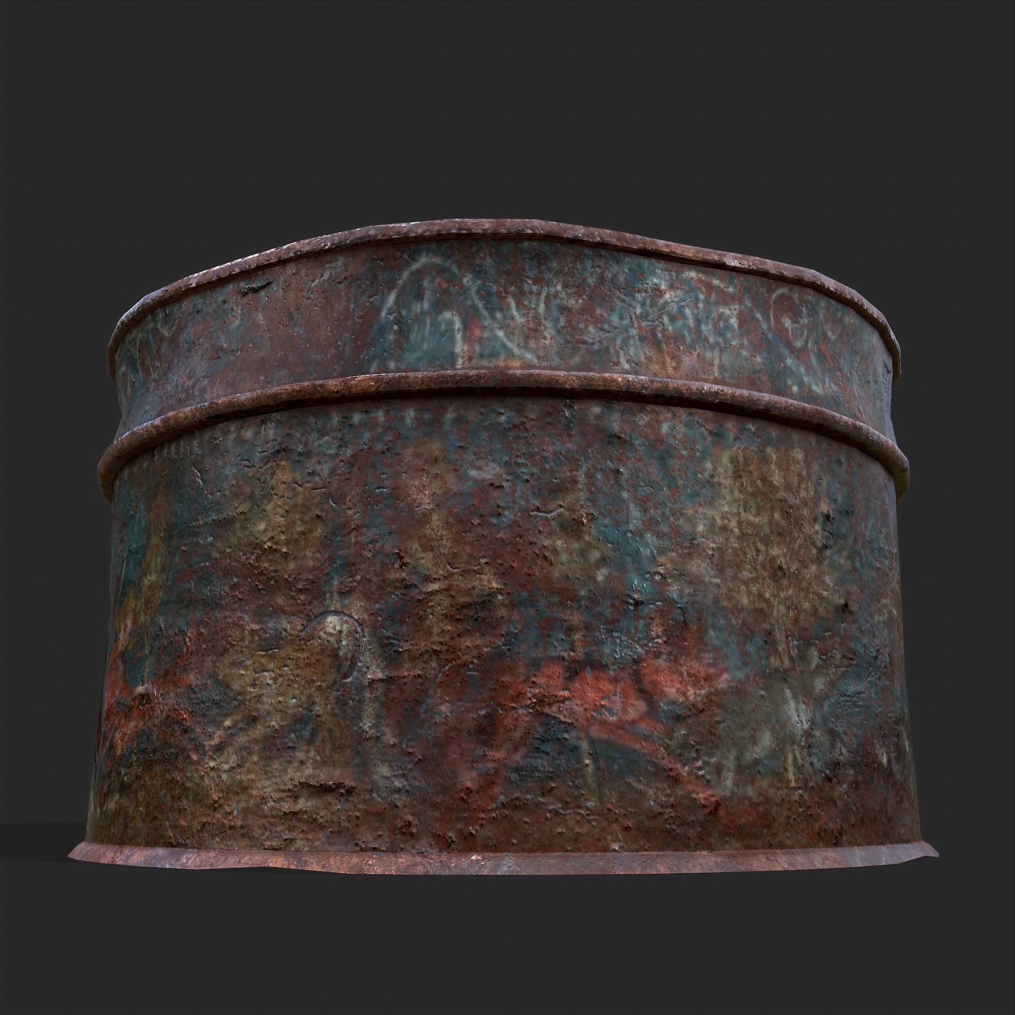 Medieval Circular Container Low-poly 3D model_11