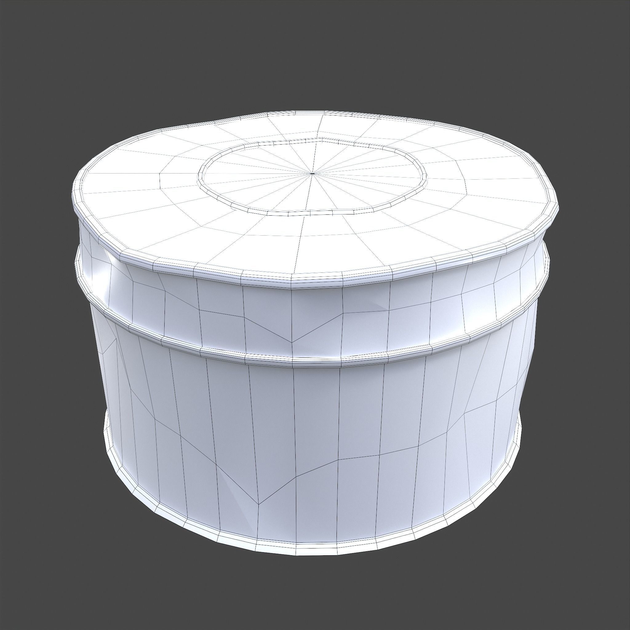 Medieval Circular Container Low-poly 3D model_36