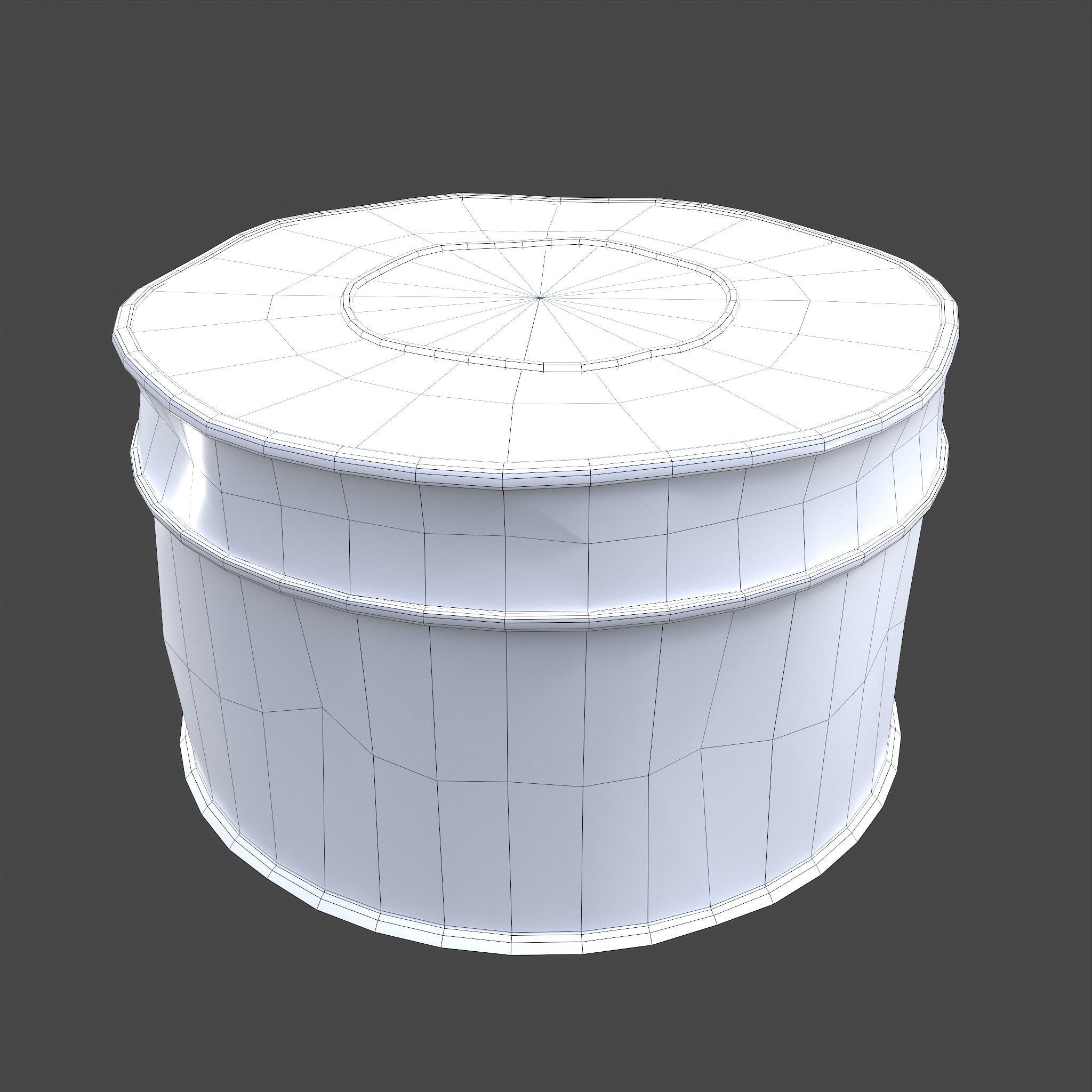 Medieval Circular Container Low-poly 3D model_34