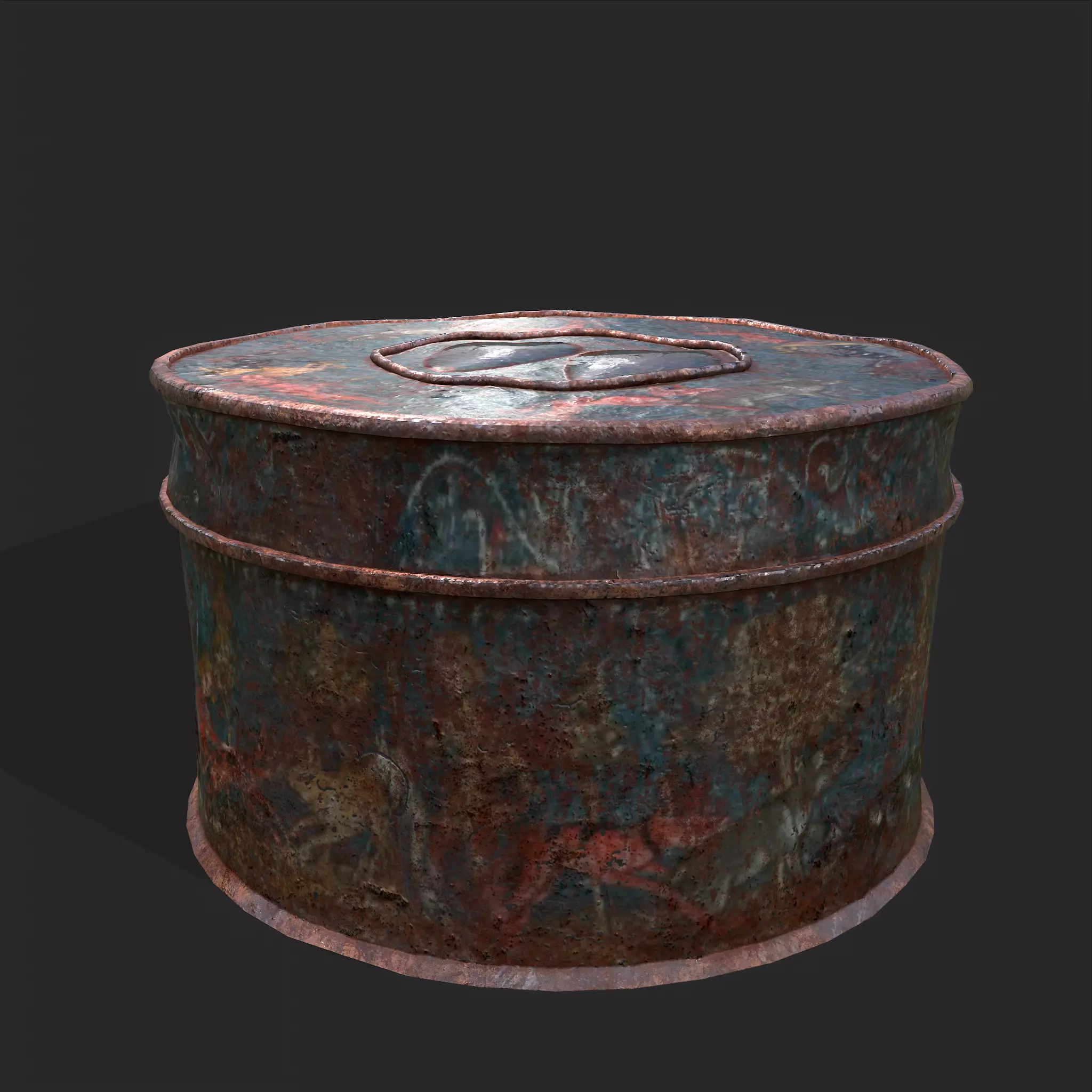 Medieval Circular Container Low-poly 3D model_0