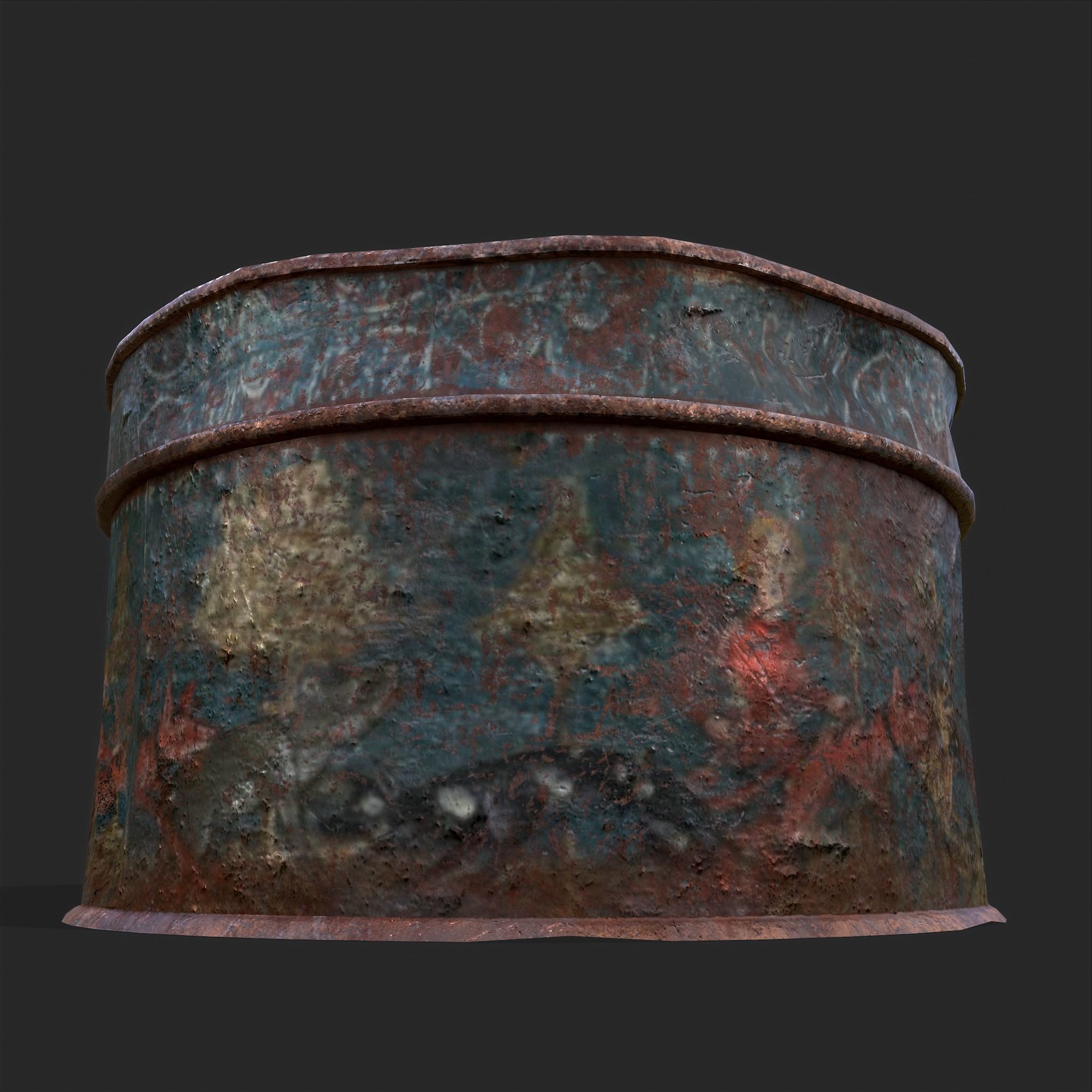 Medieval Circular Container Low-poly 3D model_14