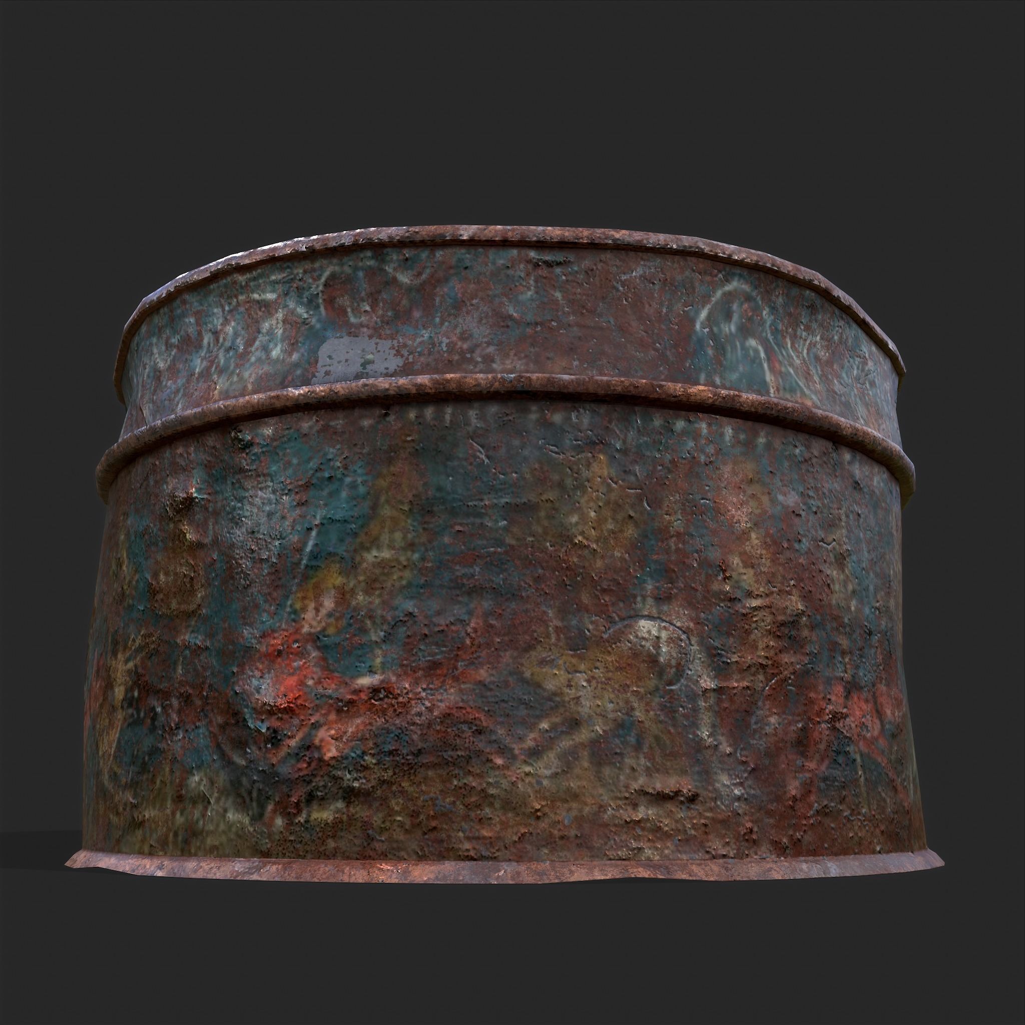 Medieval Circular Container Low-poly 3D model_13
