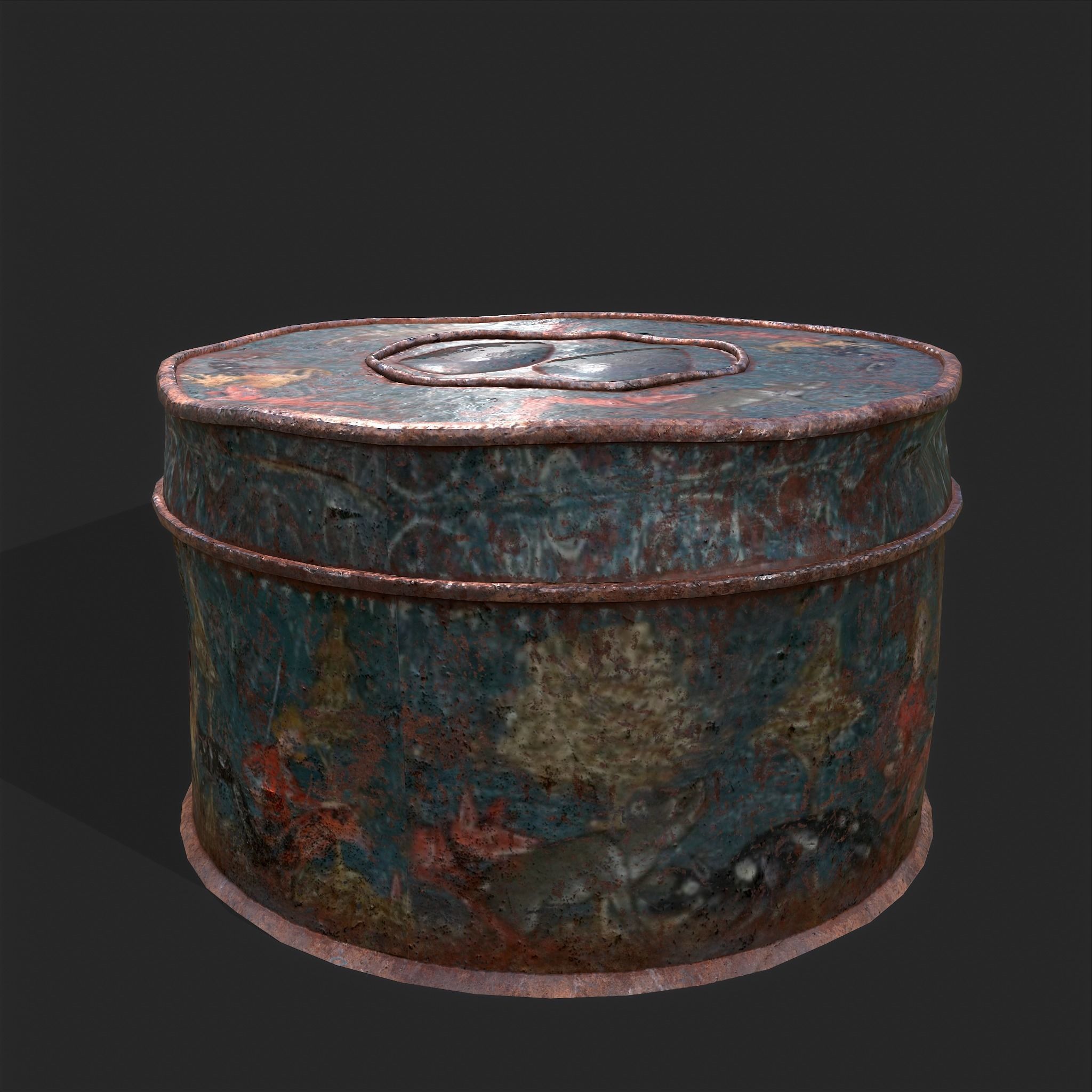 Medieval Circular Container Low-poly 3D model_6