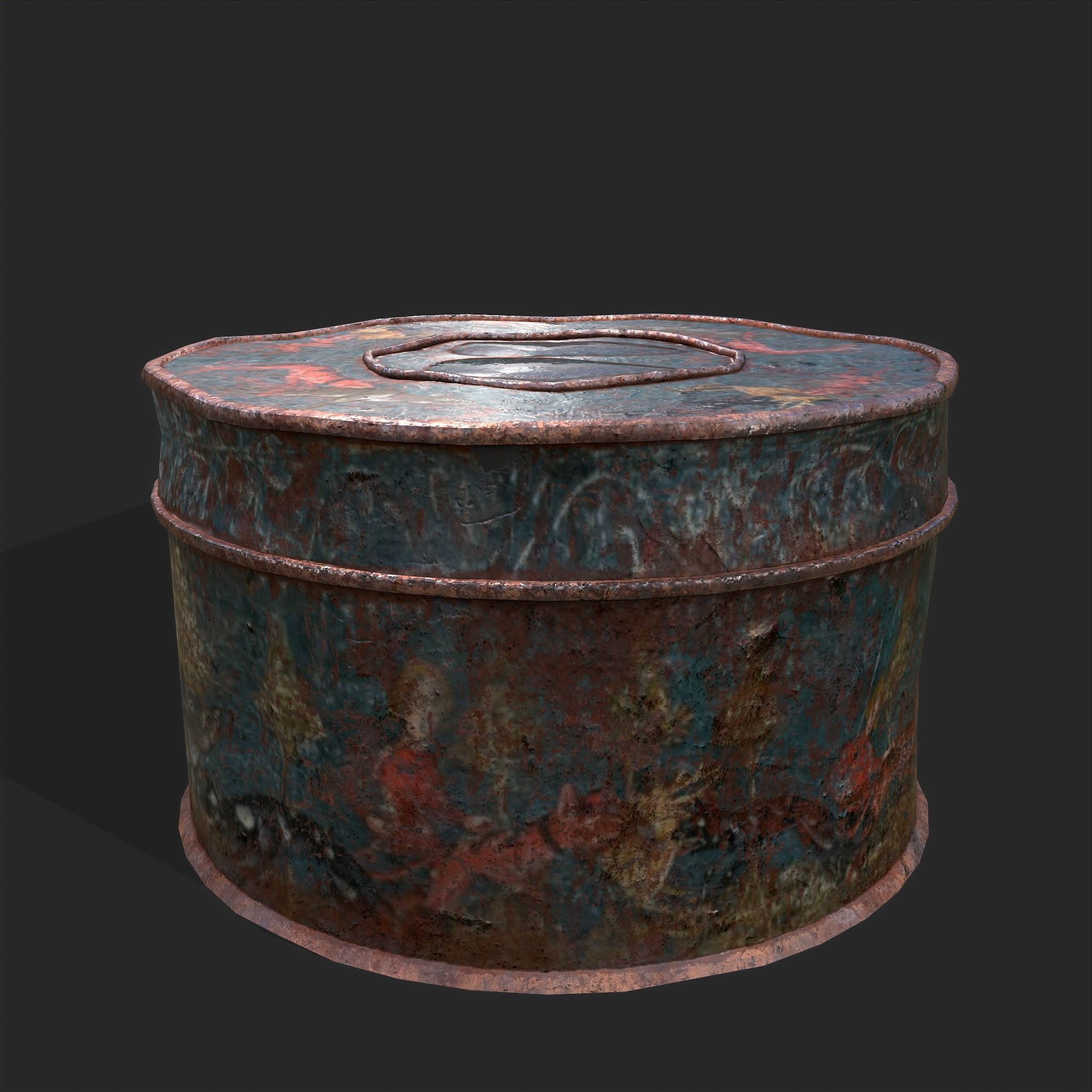 Medieval Circular Container Low-poly 3D model_4