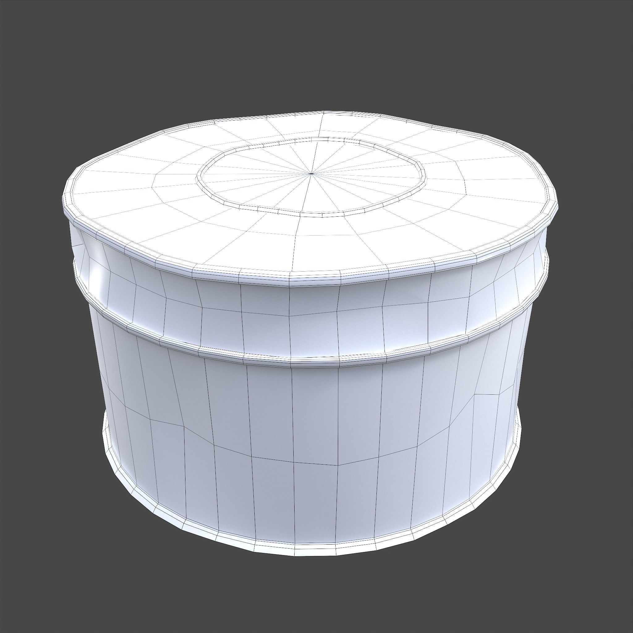 Medieval Circular Container Low-poly 3D model_38